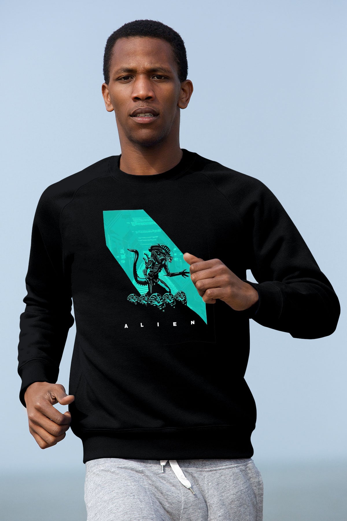 Alien Siyah Unisex Sweatshirt