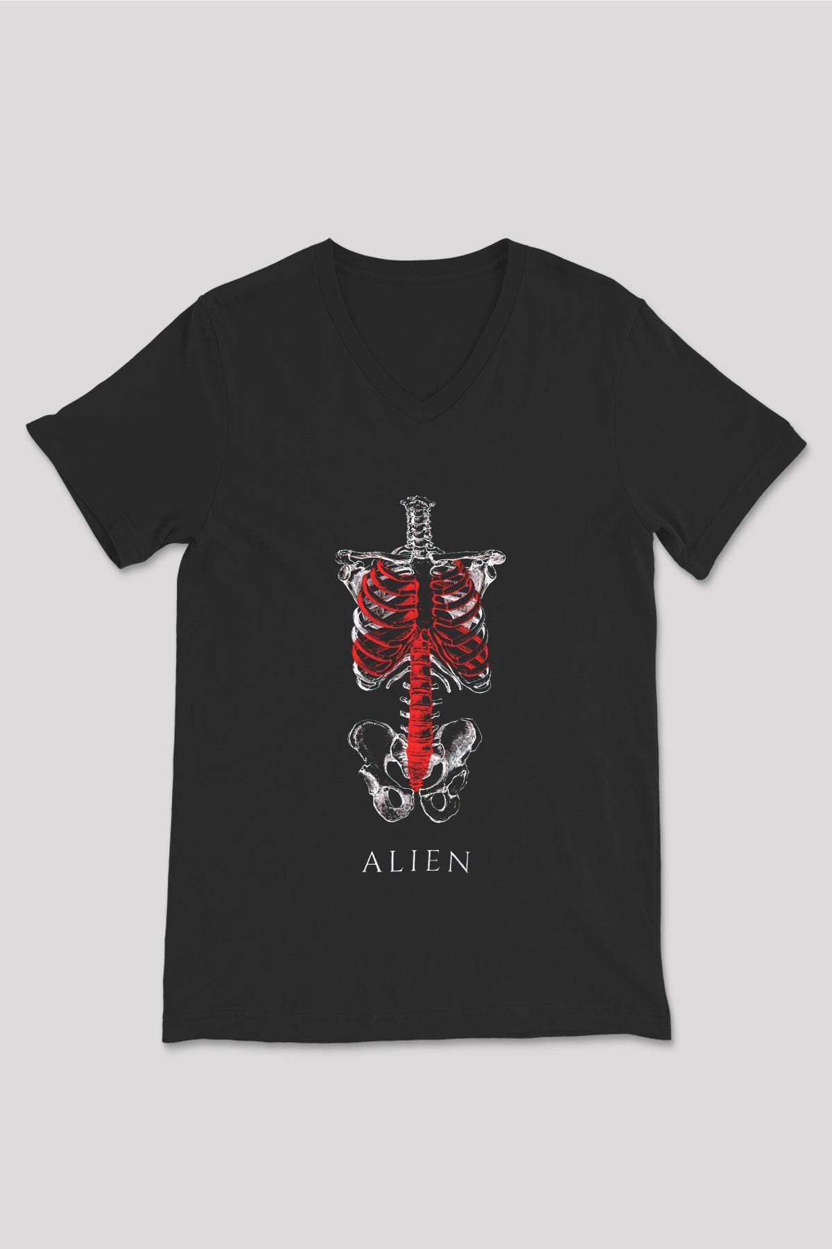 Alien Siyah Unisex V Yaka Tişört