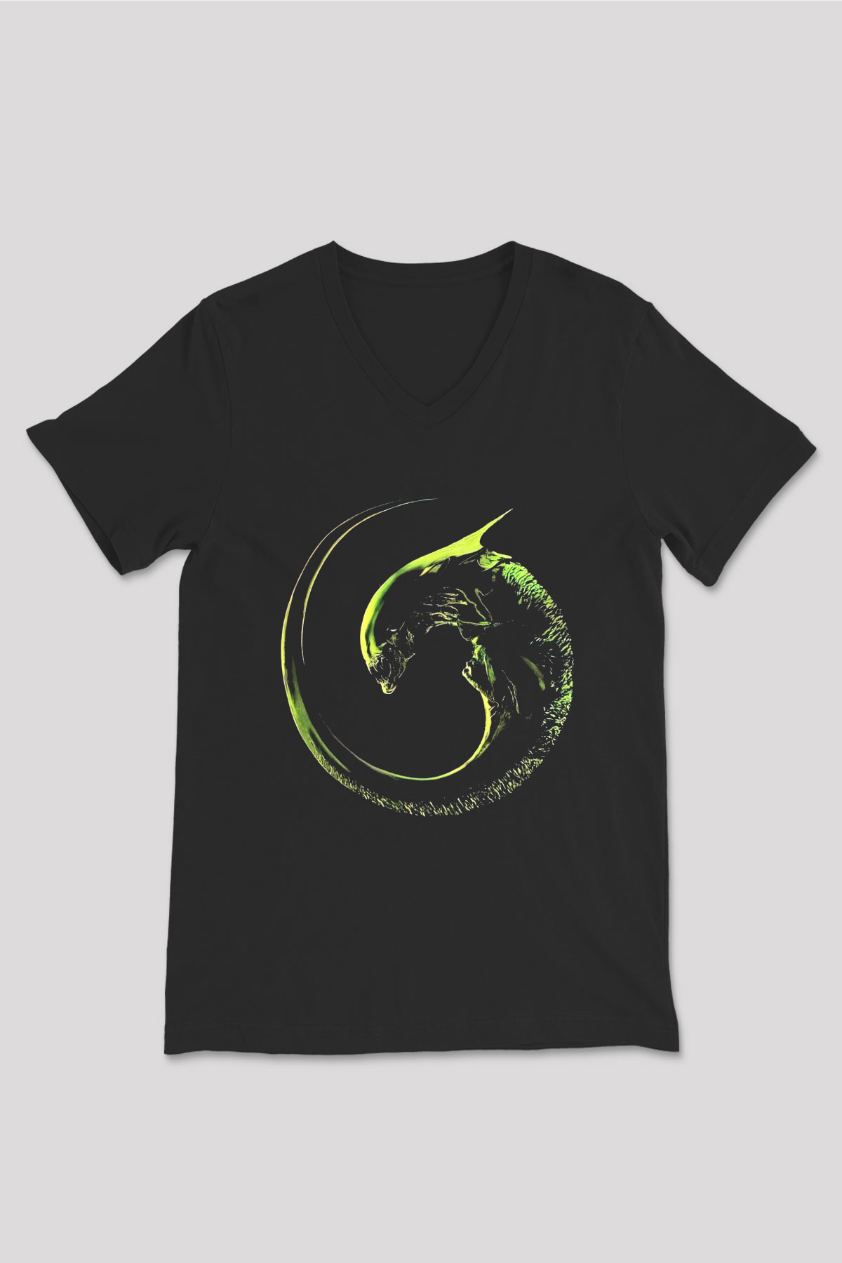 Alien Siyah Unisex V Yaka Tişört T-Shirt