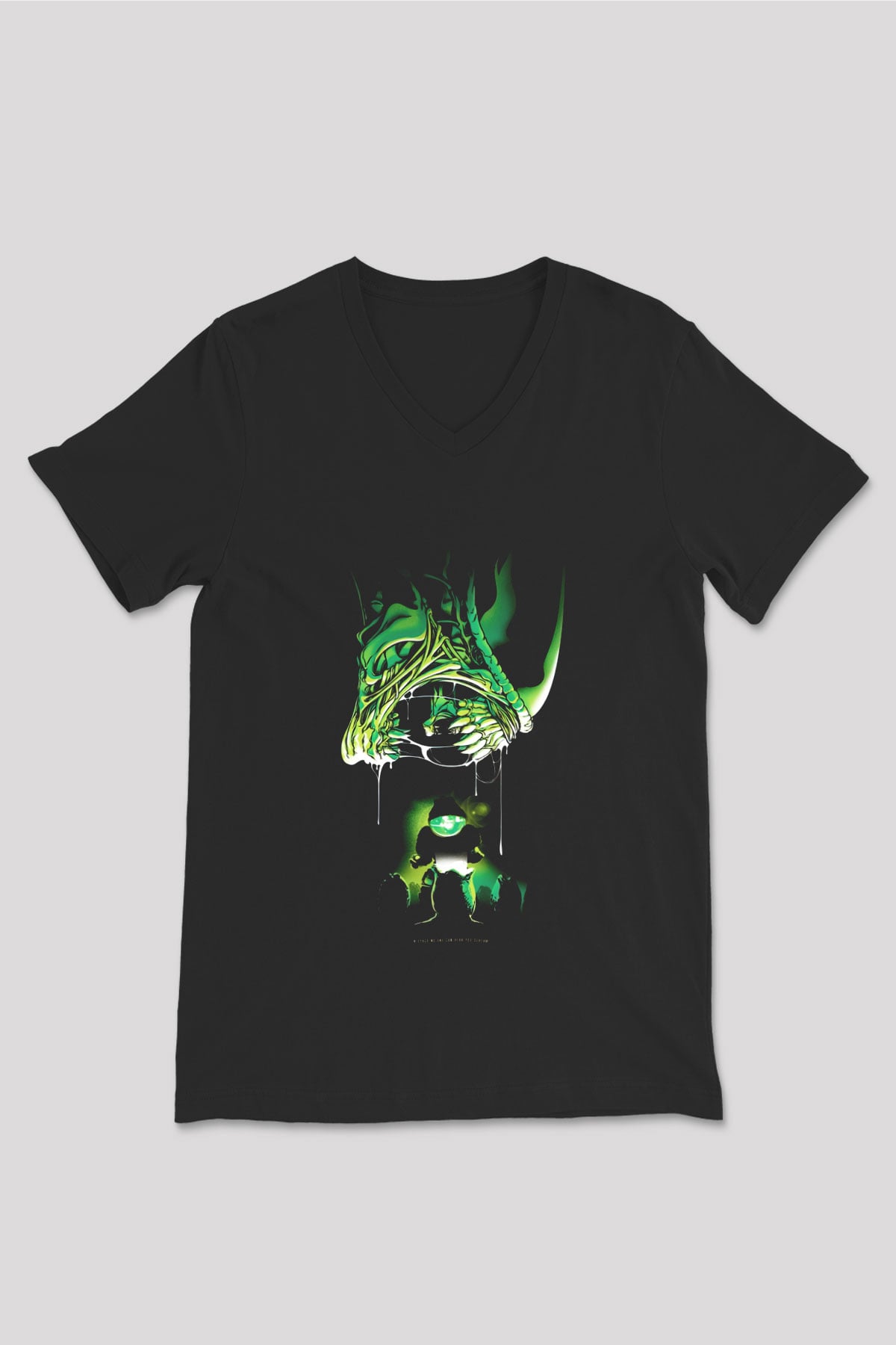 Alien Siyah Unisex V Yaka Tişört T-Shirt