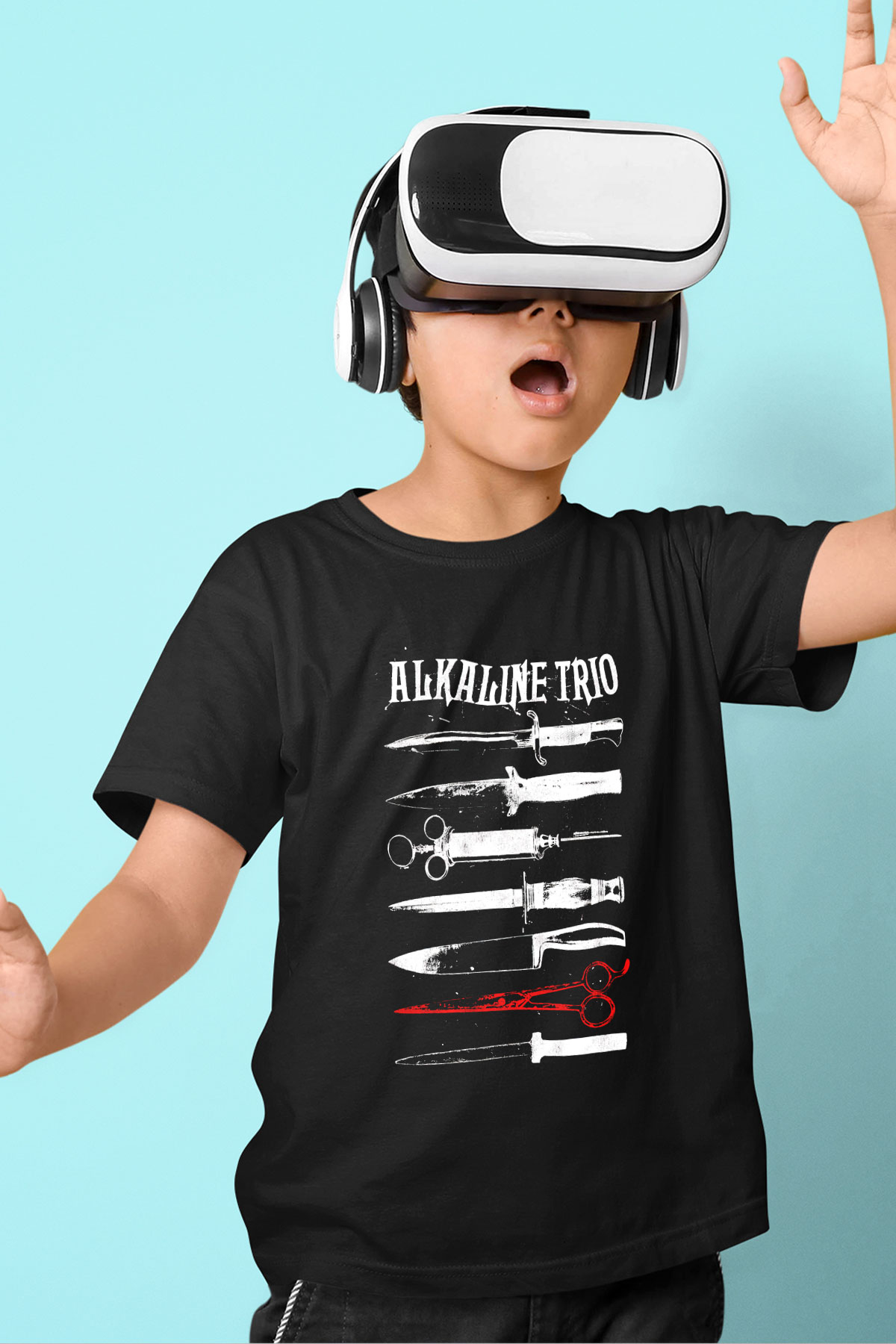 Alkaline Trio Baskılı Siyah Unisex Çocuk Tişört