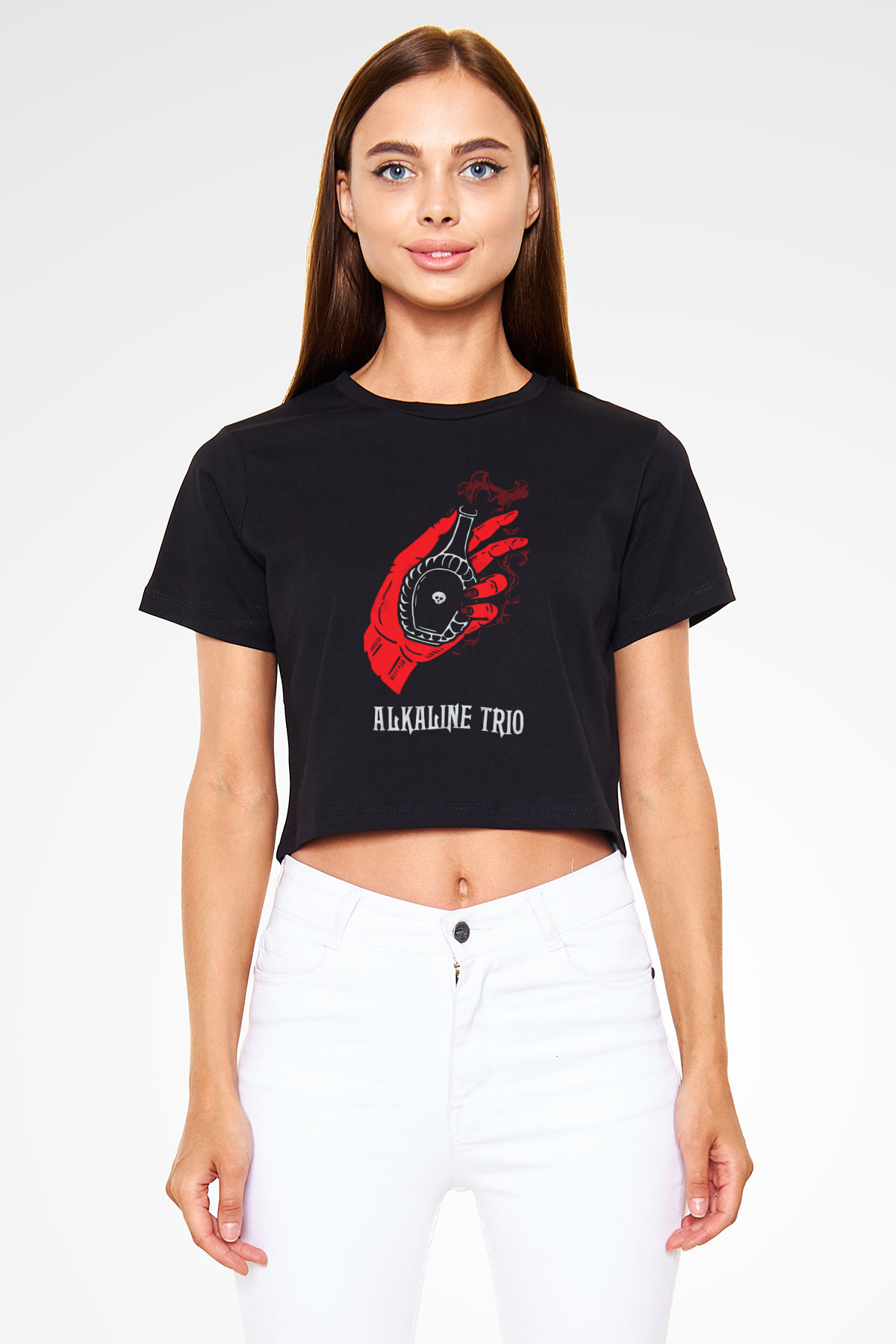 Alkaline Trio Siyah  Crop Top Tişört