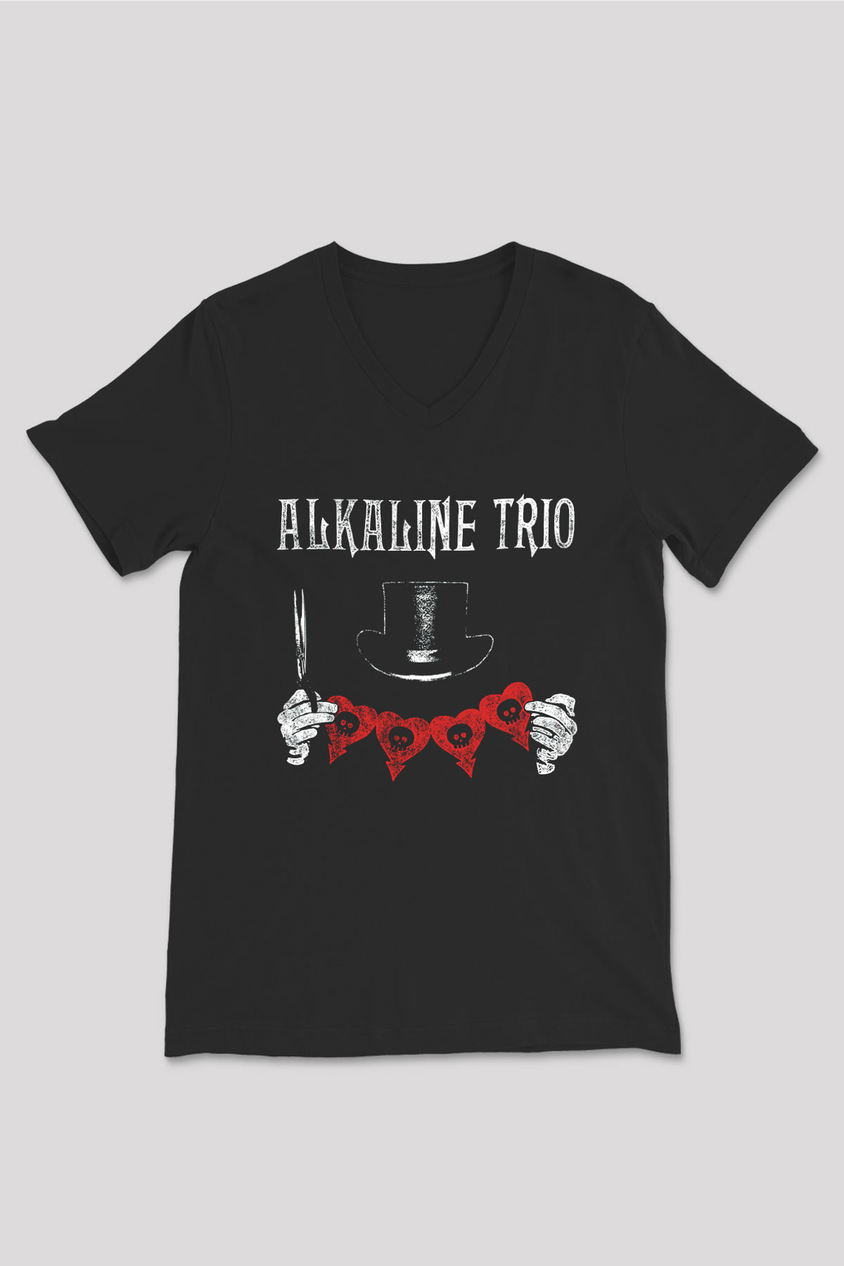 Alkaline Trio Siyah Unisex V Yaka Tişört T-Shirt