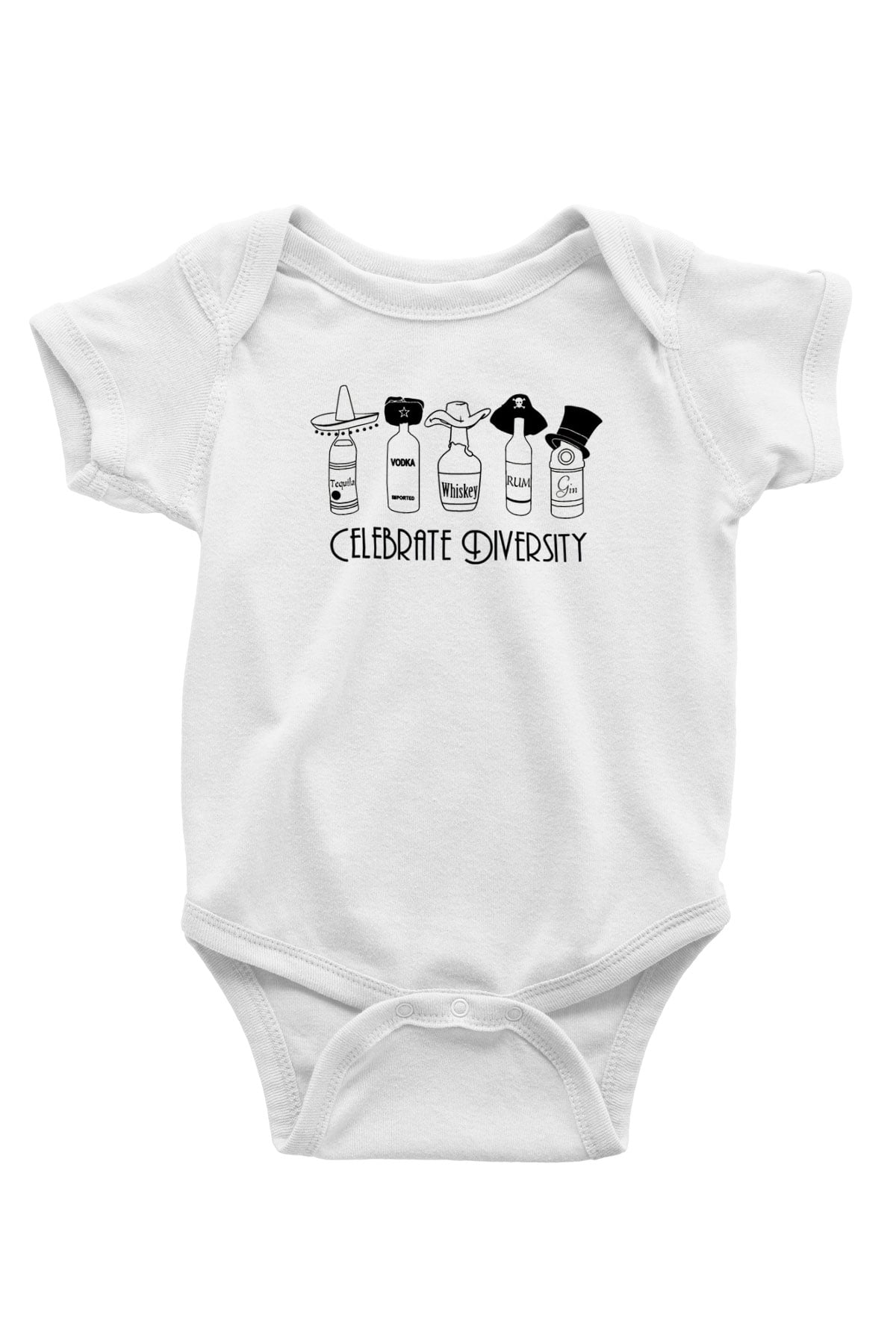 Alkol Baskılı Beyaz Unisex Bebek Body - Zıbın