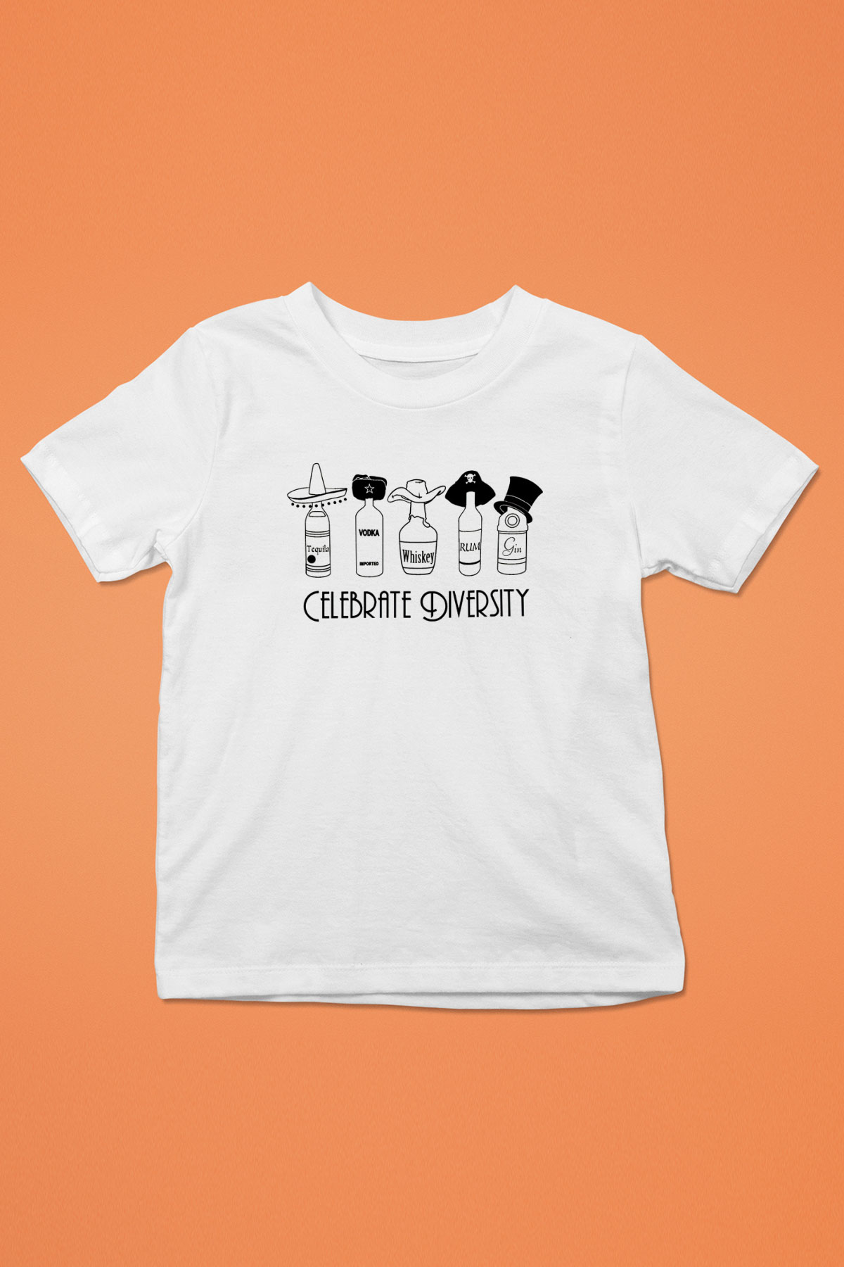 Alkol Baskılı Beyaz Unisex Çocuk Tişört