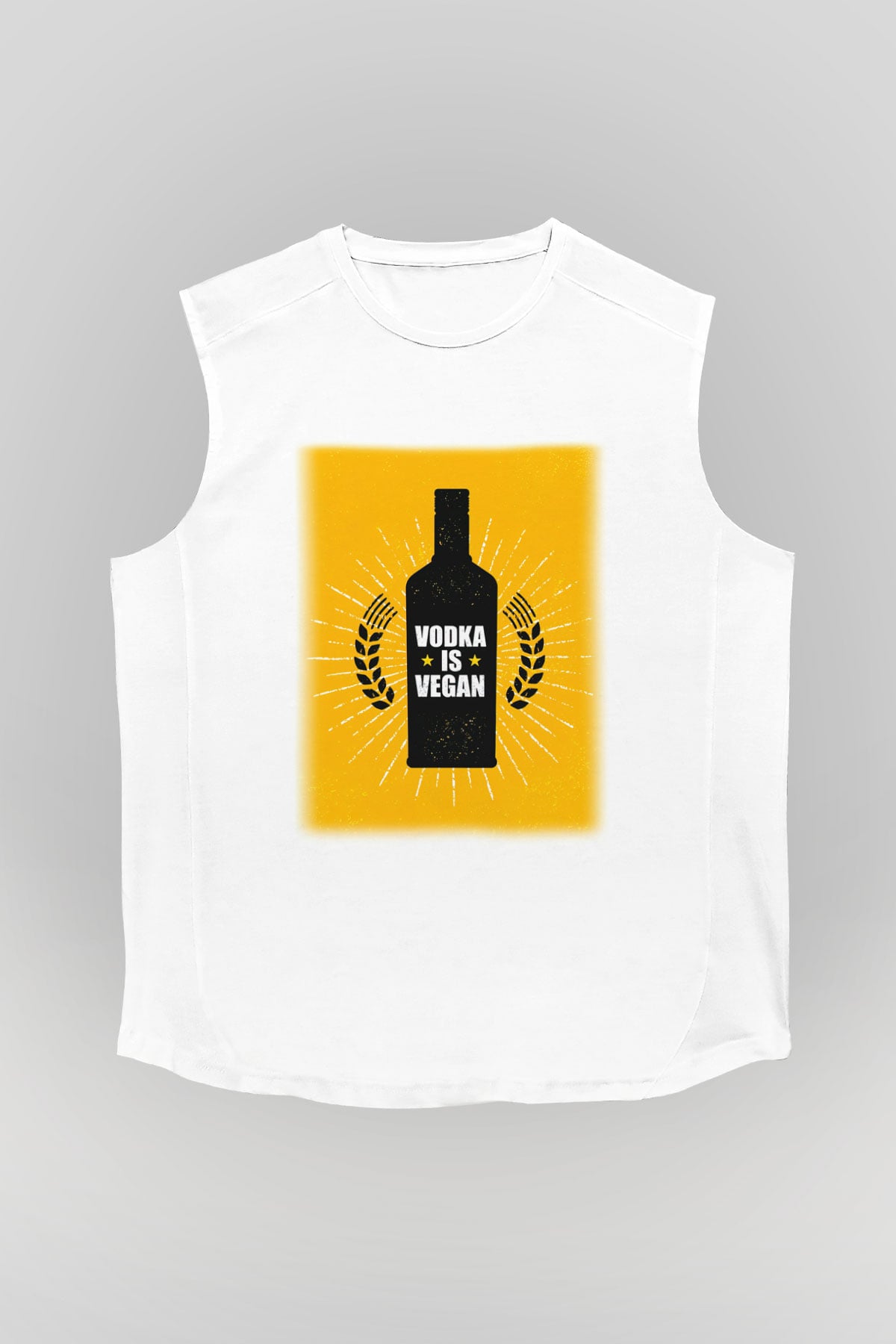 Alkol Beyaz Unisex Kolsuz Tişört