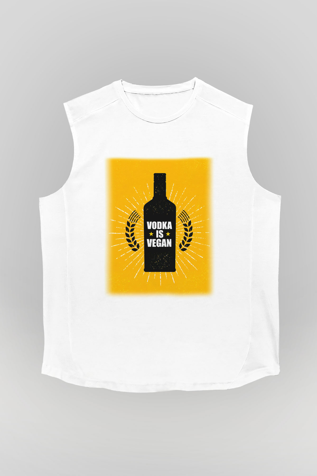 Alkol Beyaz Unisex Kolsuz Tişört