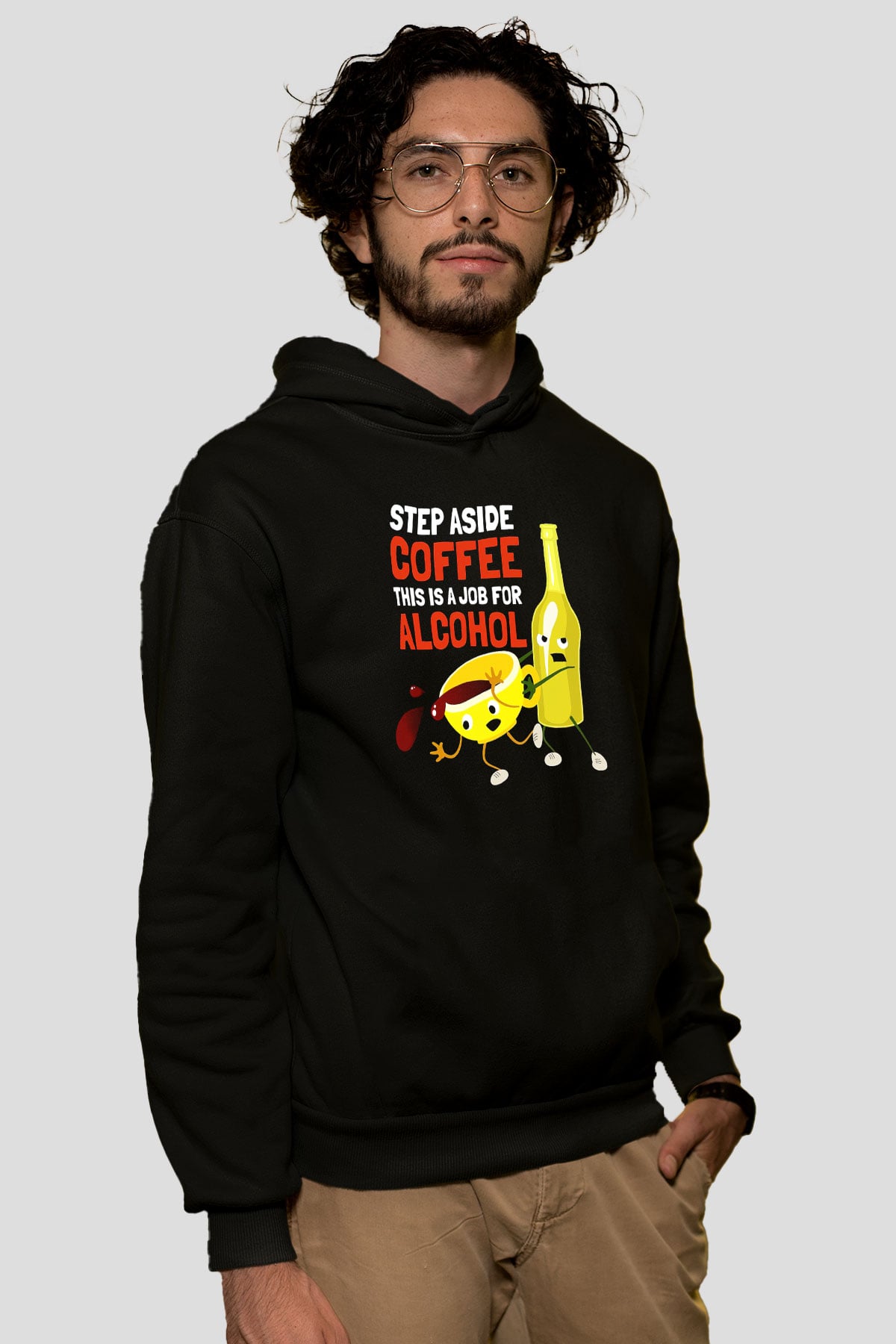Alkol Siyah Unisex Hoodie