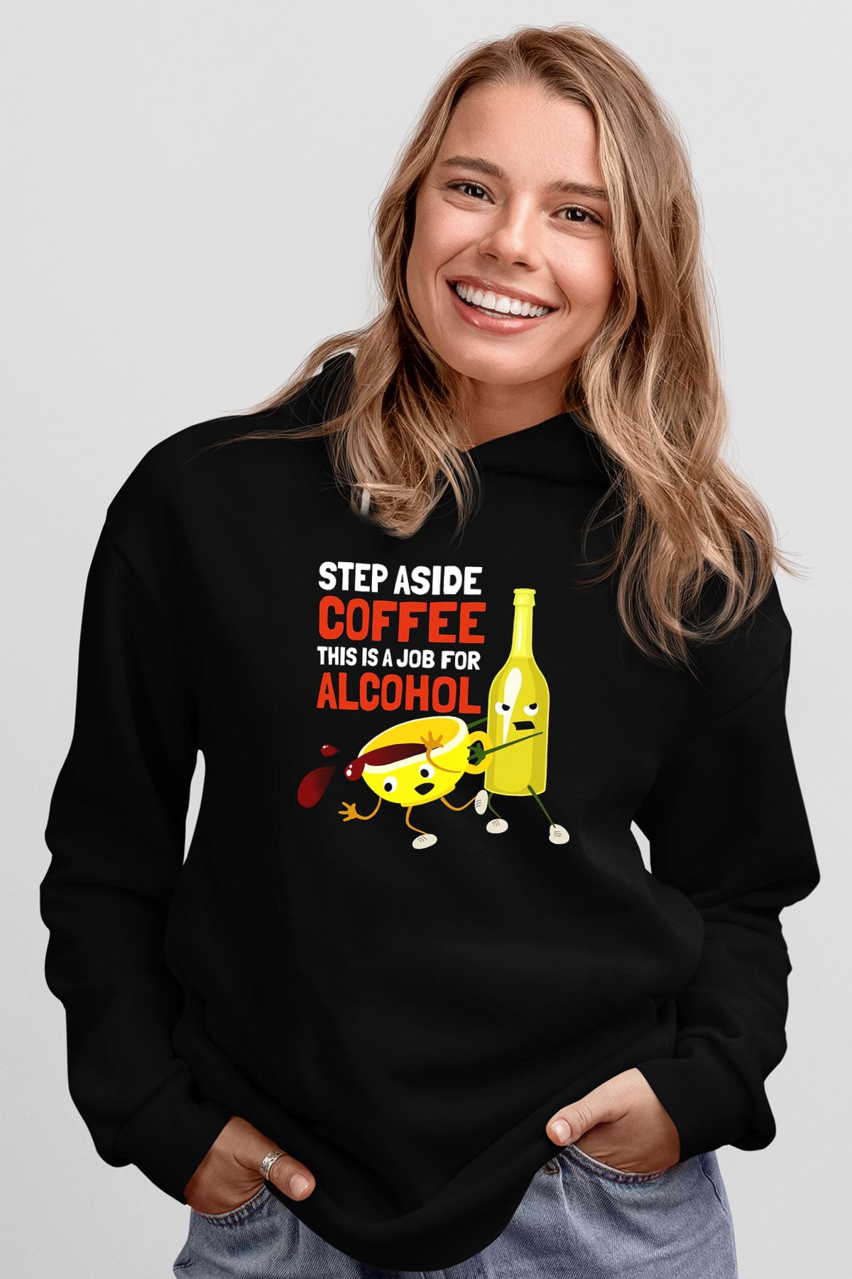 Alkol Siyah Unisex Hoodie