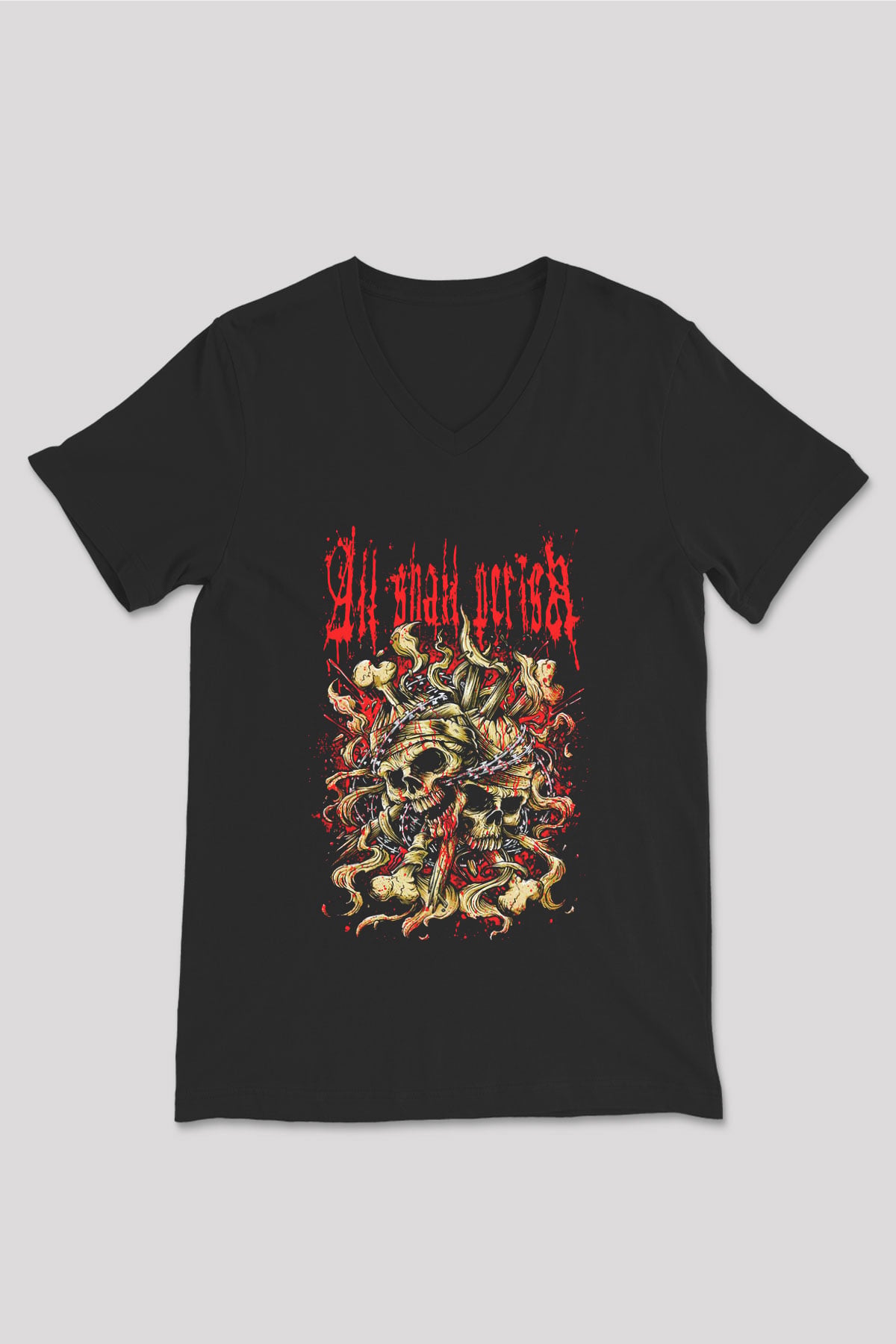All Shall Perish Siyah Unisex V Yaka Tişört T-Shirt