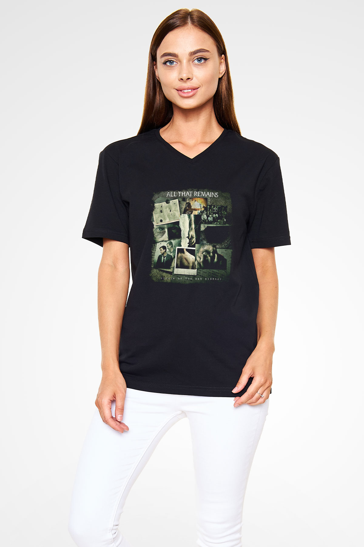 All That Remains Baskılı Unisex Siyah V Yaka Tişört