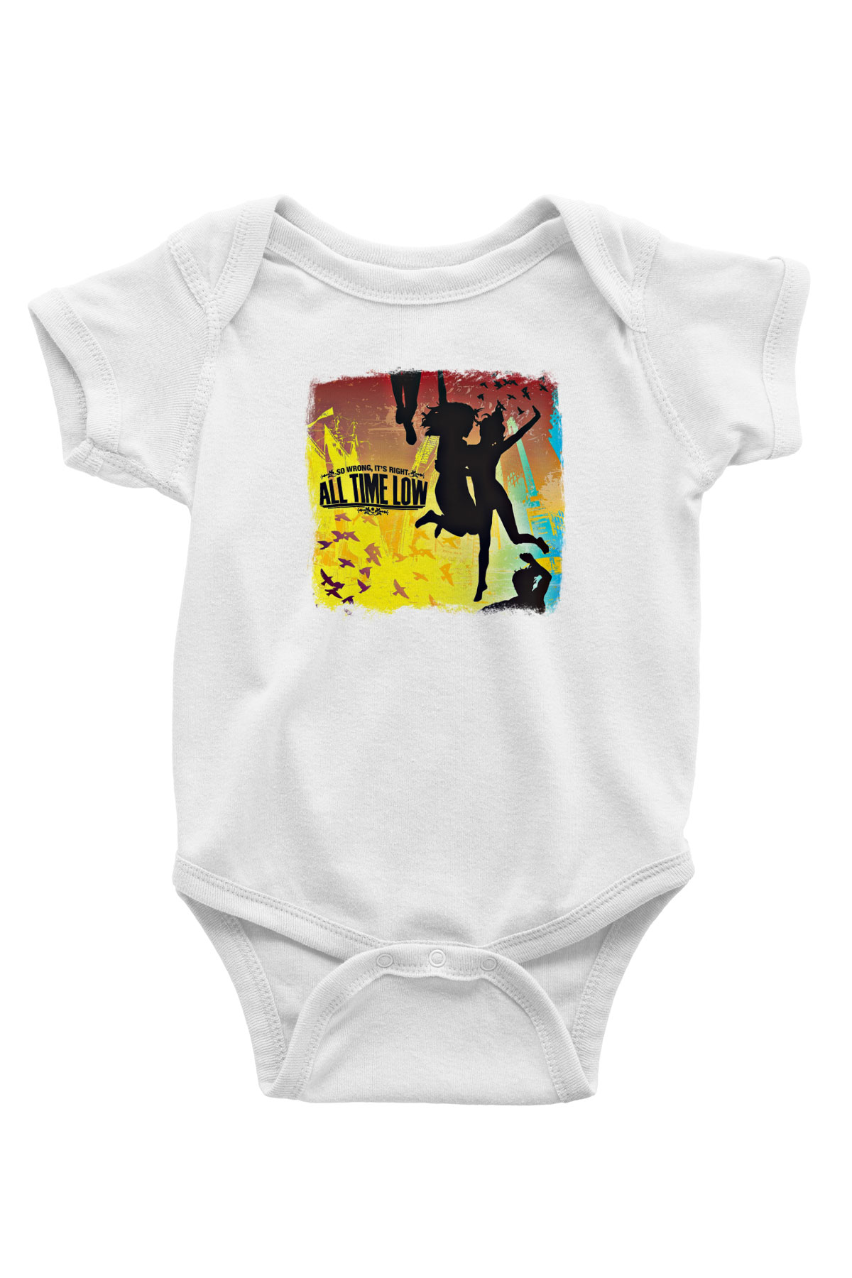 All Time Low Baskılı Unisex Beyaz Bebek Body - Zıbın