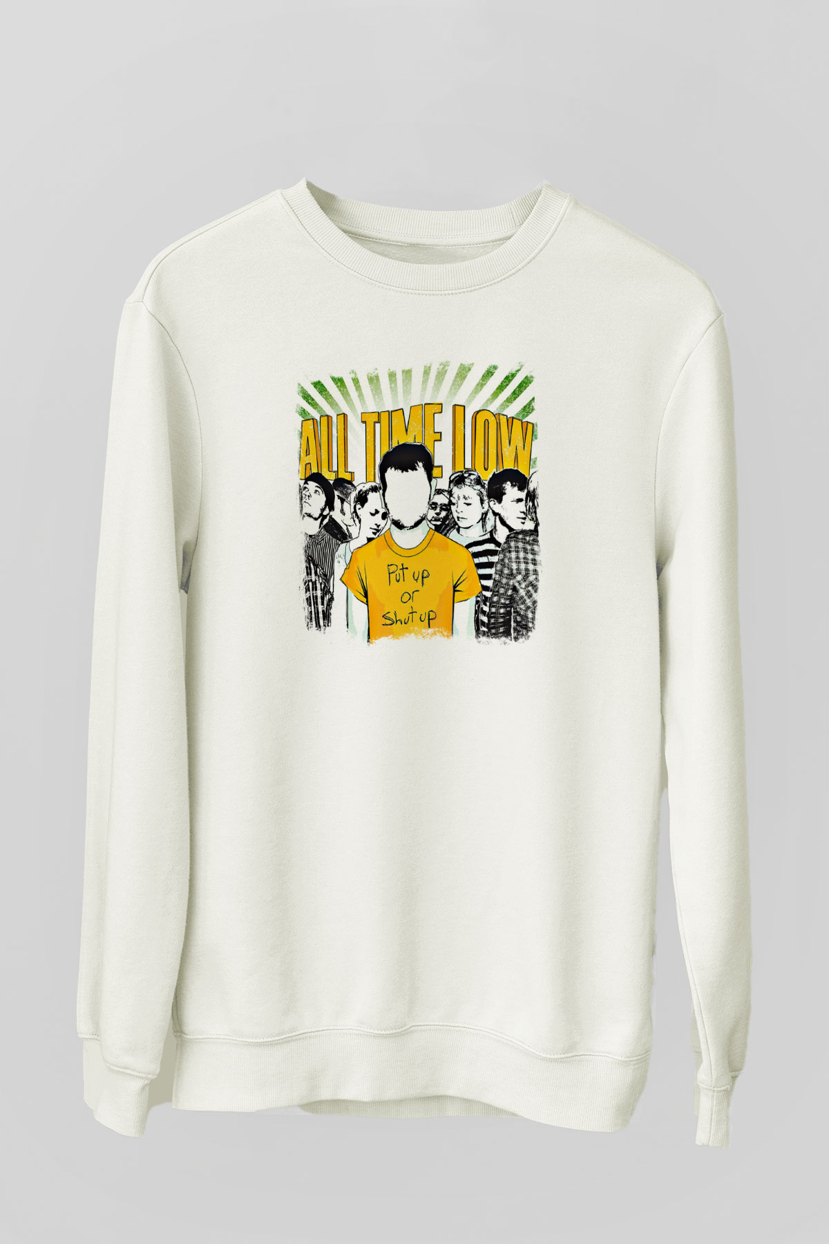 All Time Low Baskılı Unisex Beyaz Sweatshirt