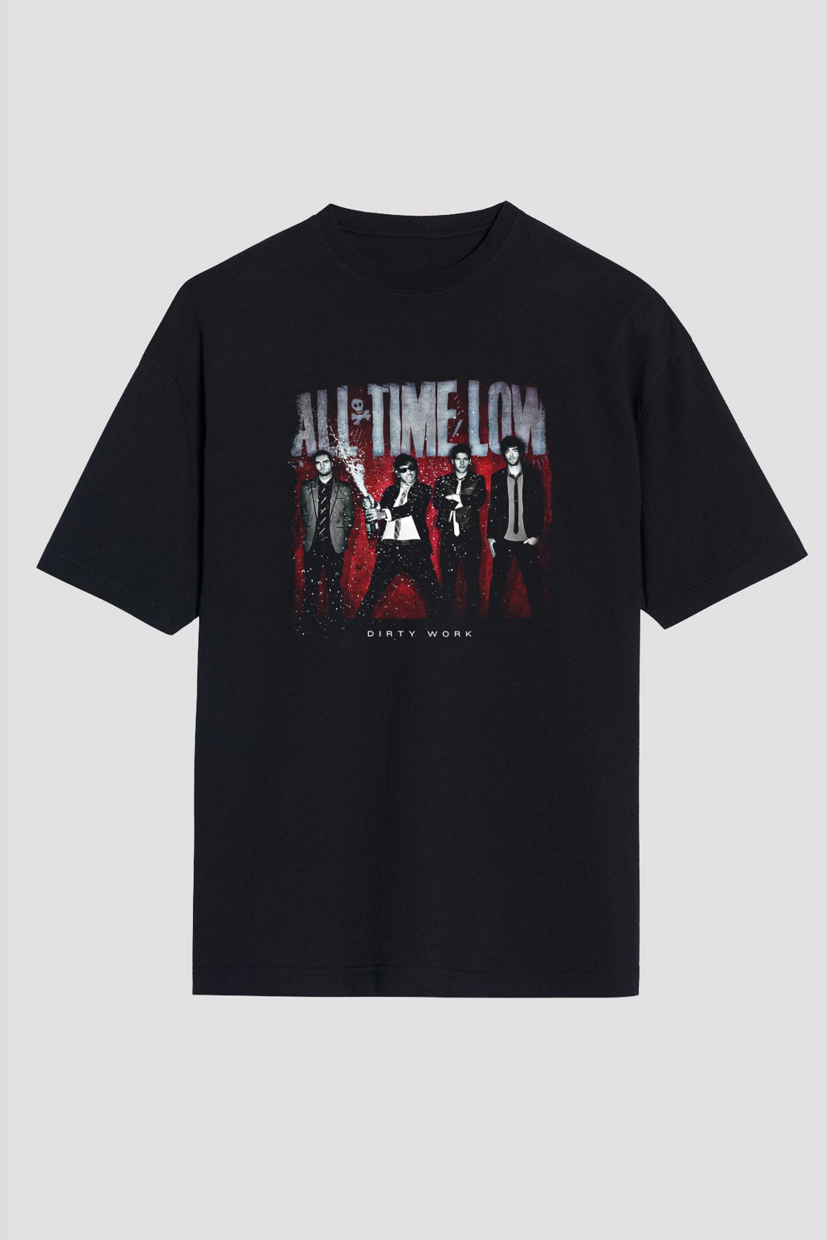 All Time Low Baskılı Unisex Siyah Oversize Tişört