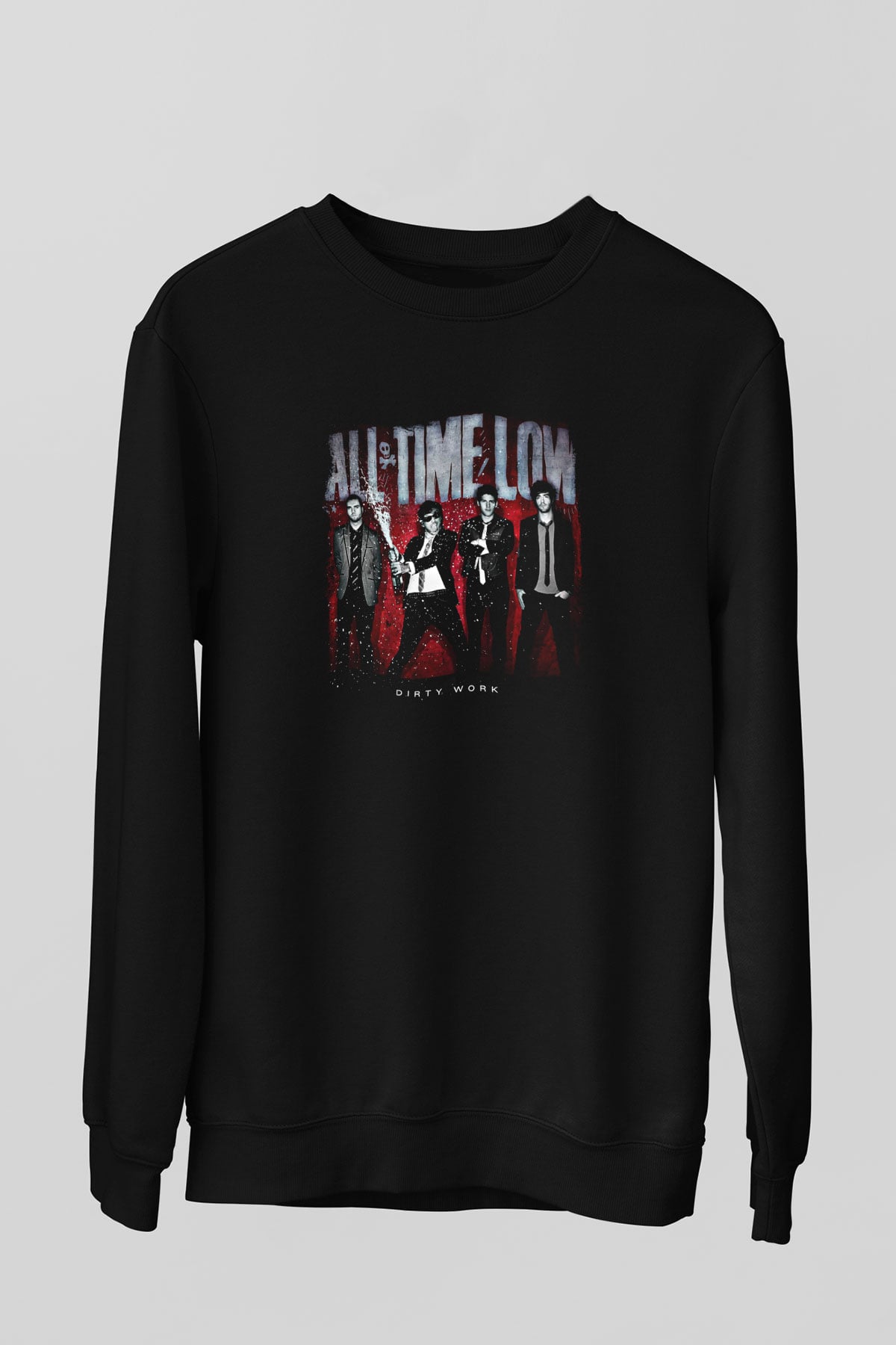 All Time Low Baskılı Unisex Siyah Sweatshirt