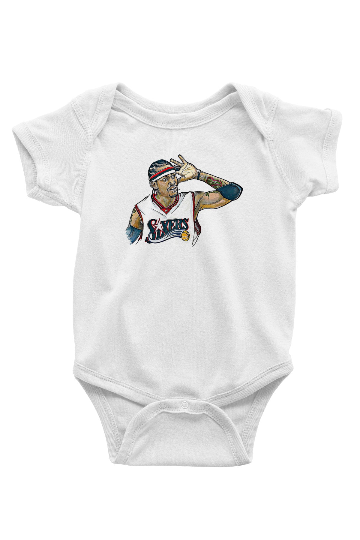 Allen Iverson Baskılı Beyaz Unisex Bebek Body - Zıbın