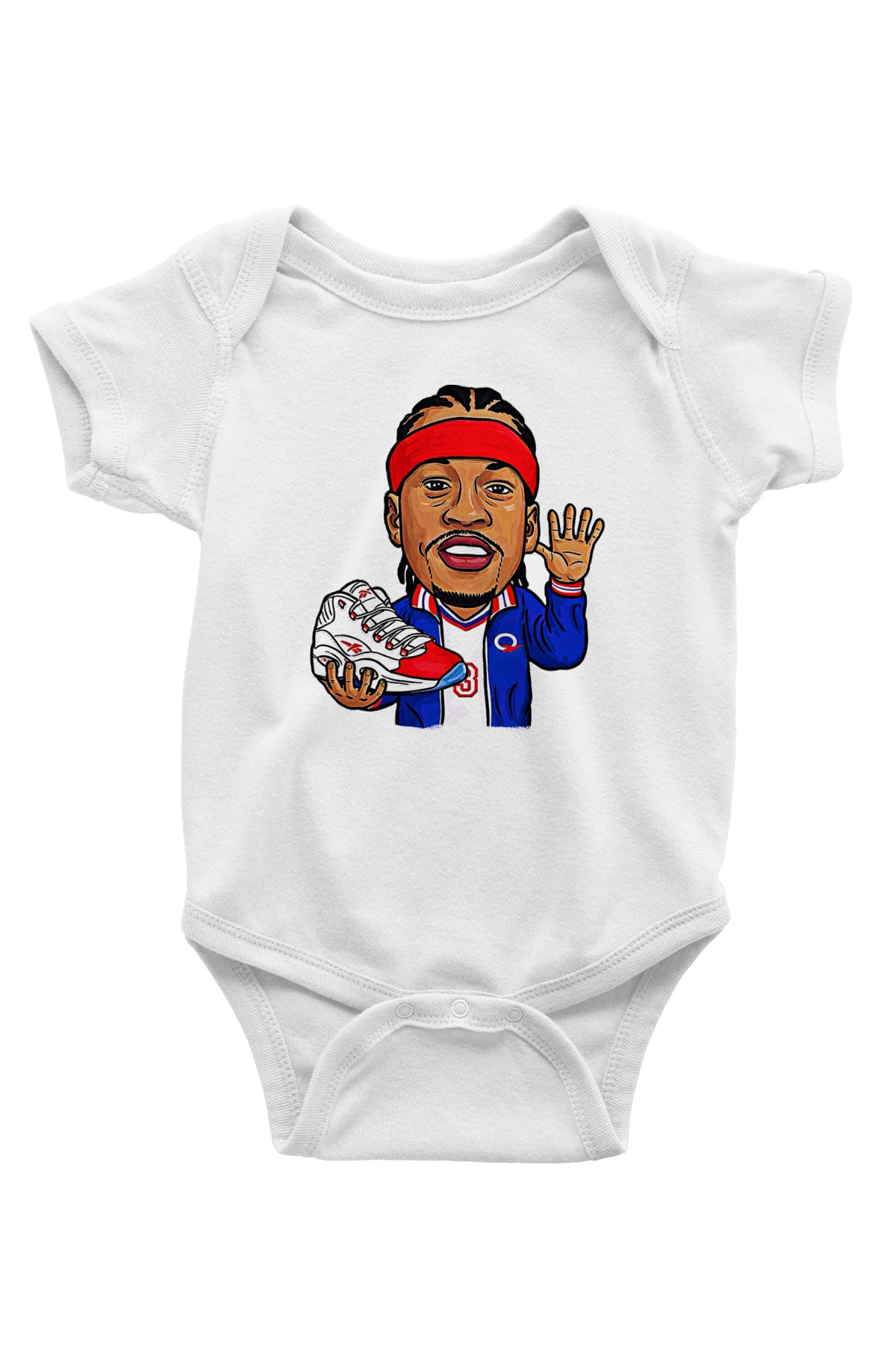 Allen Iverson Baskılı Beyaz Unisex Bebek Body - Zıbın