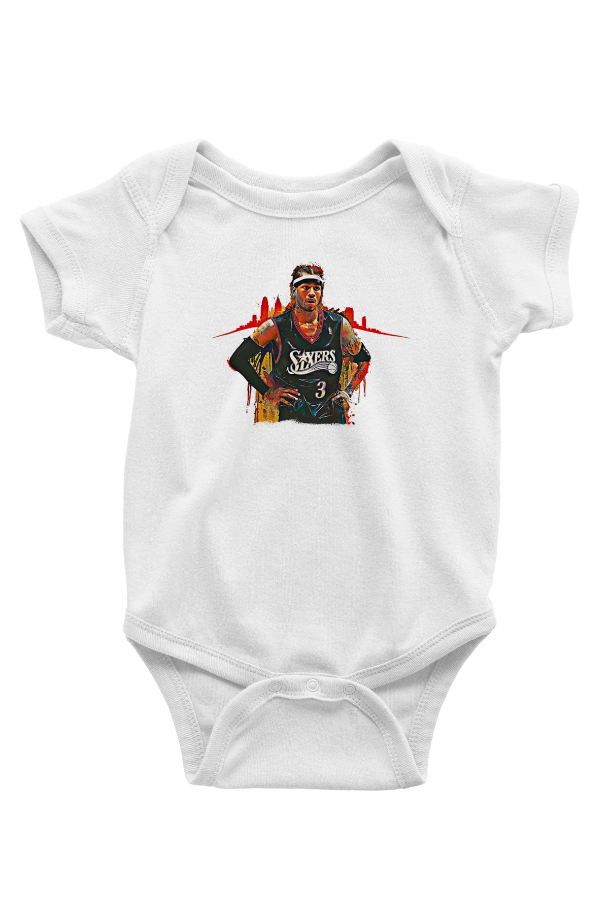 Allen Iverson Baskılı Beyaz Unisex Bebek Body - Zıbın