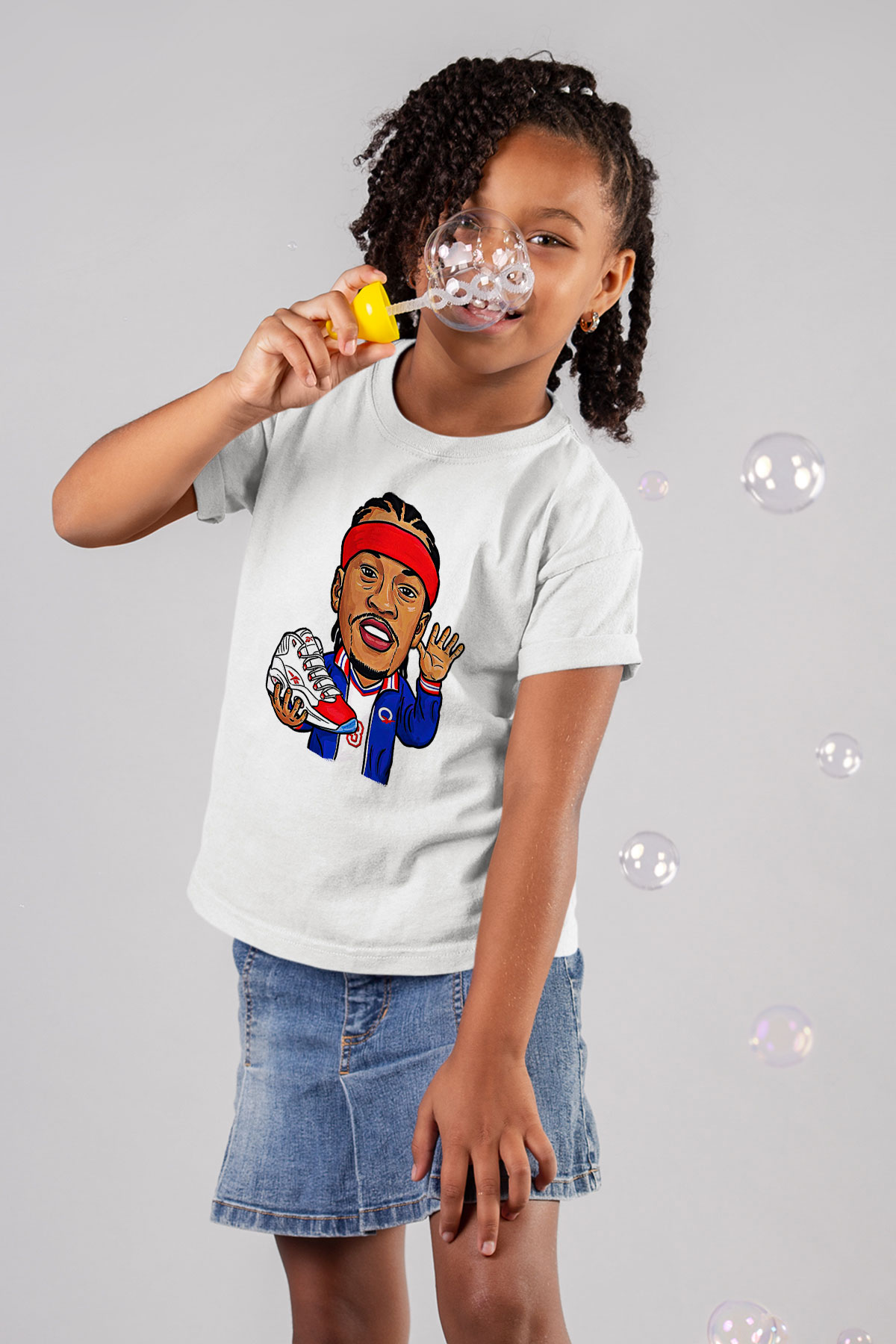 Allen Iverson Baskılı Beyaz Unisex Beyaz Çocuk Tişört - Tshirt