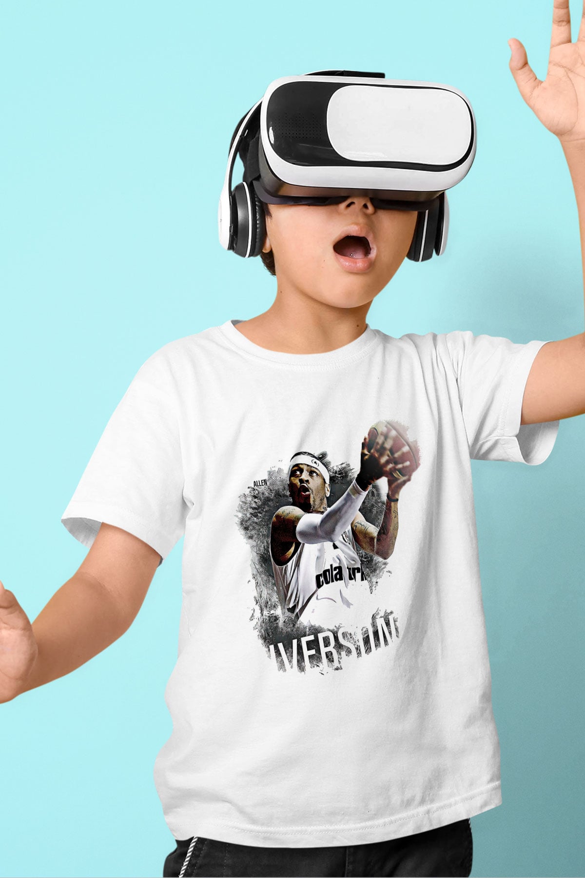 Allen Iverson Baskılı Beyaz Unisex Beyaz Çocuk Tişört - Tshirt