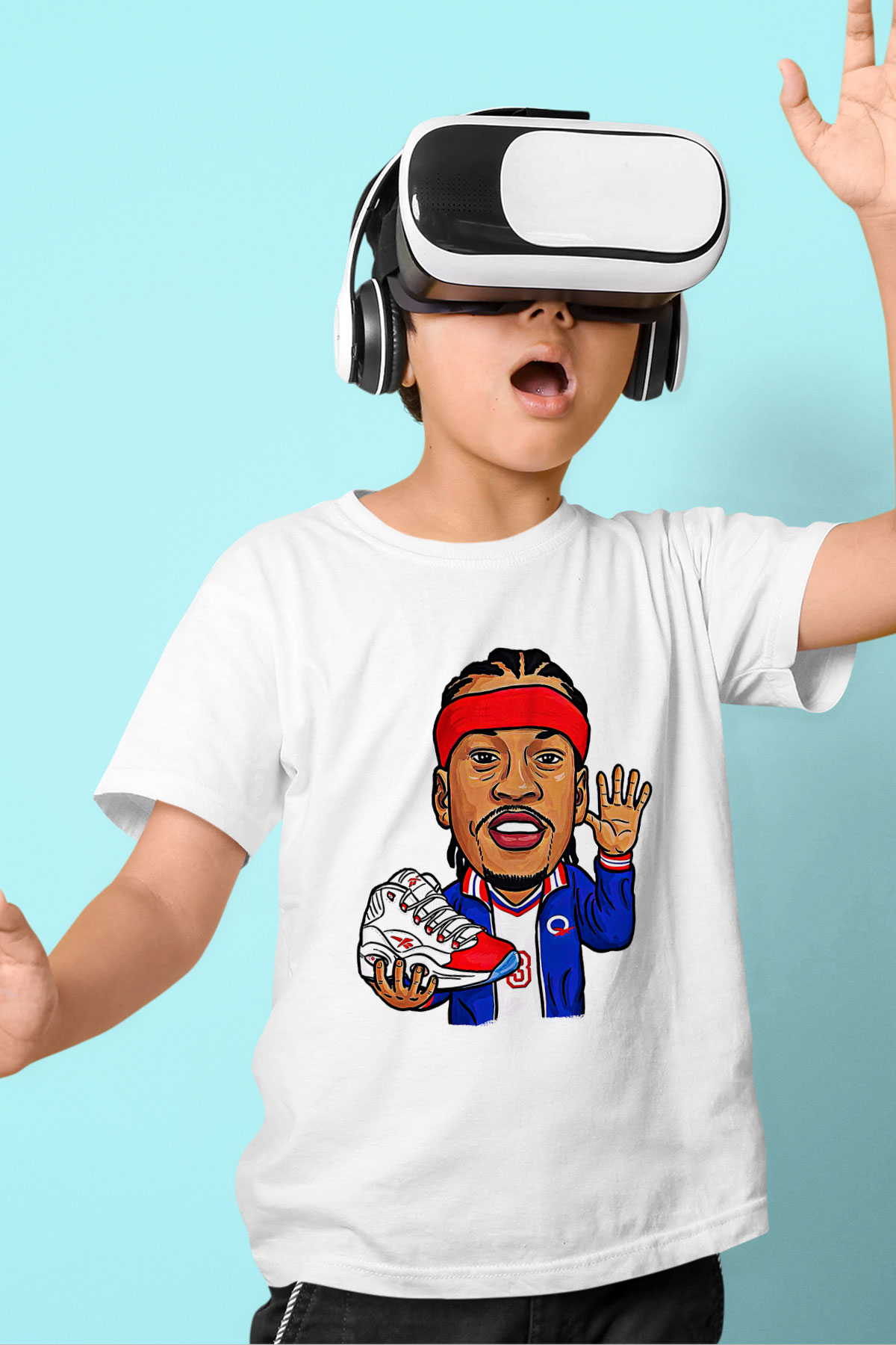 Allen Iverson Baskılı Beyaz Unisex Beyaz Çocuk Tişört - Tshirt