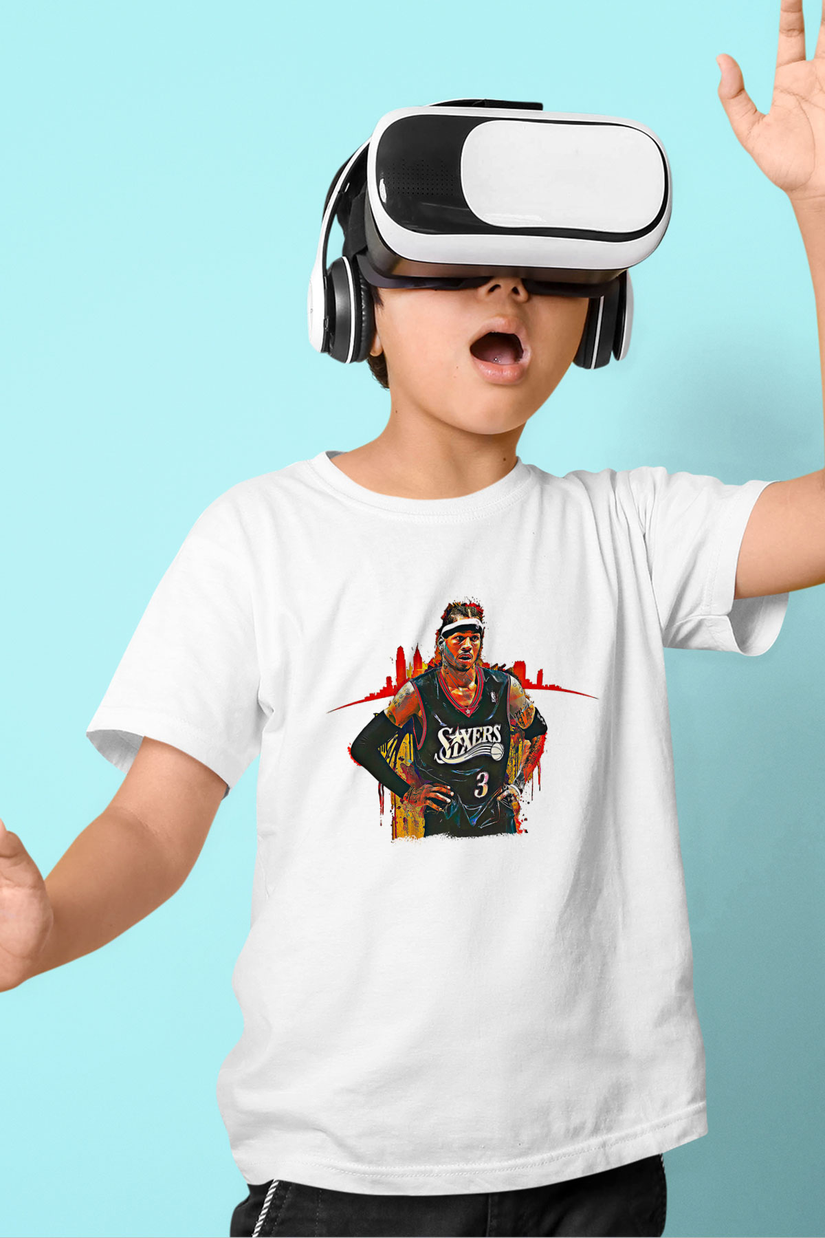 Allen Iverson Baskılı Beyaz Unisex Beyaz Çocuk Tişört - Tshirt