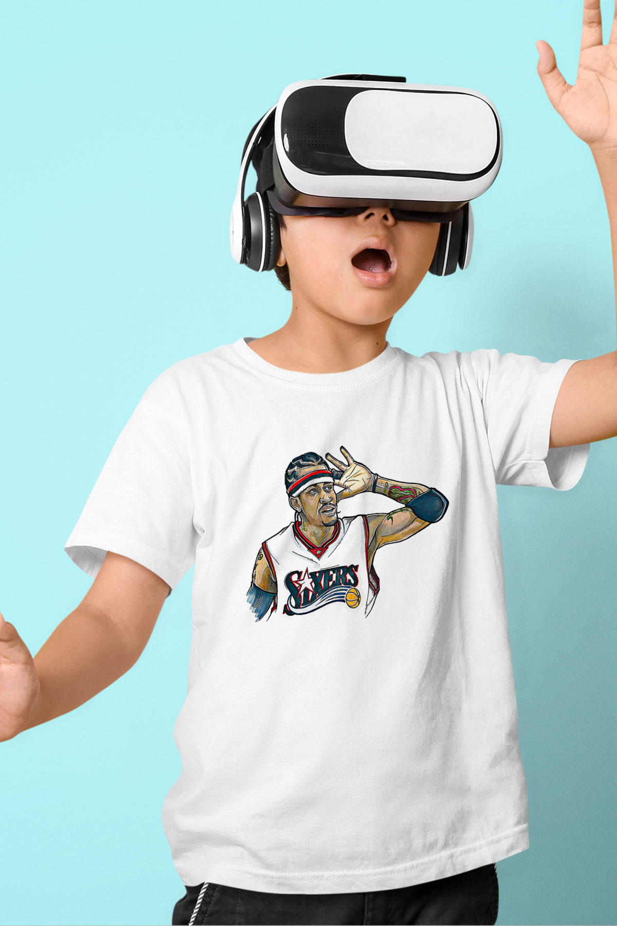 Allen Iverson Baskılı Beyaz Unisex Beyaz Çocuk Tişört - Tshirt