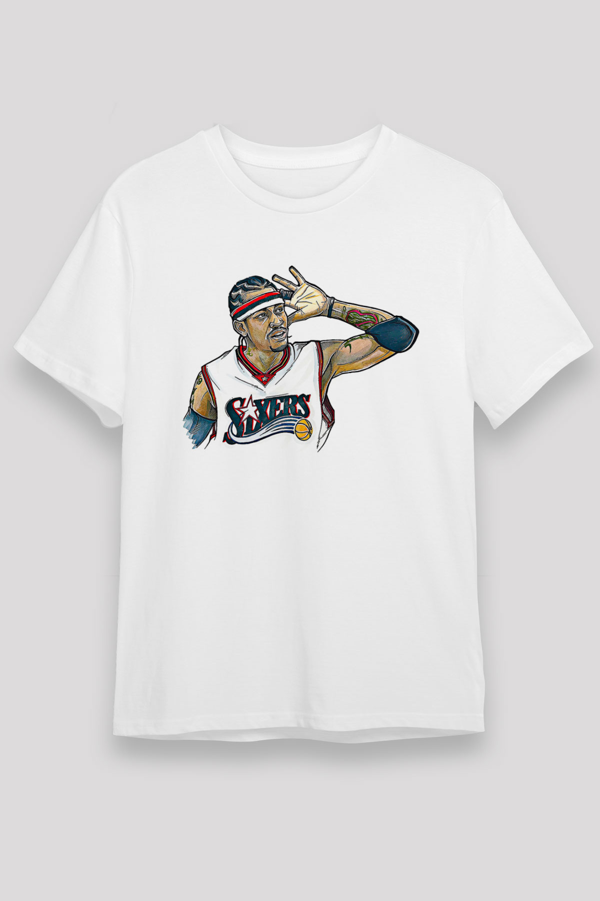 Allen Iverson Baskılı Unisex Beyaz Tişört - Tshirt