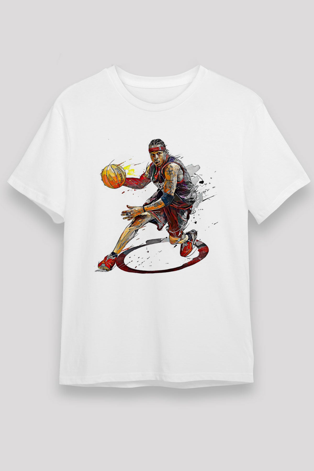 Allen Iverson Baskılı Unisex Beyaz Tişört - Tshirt
