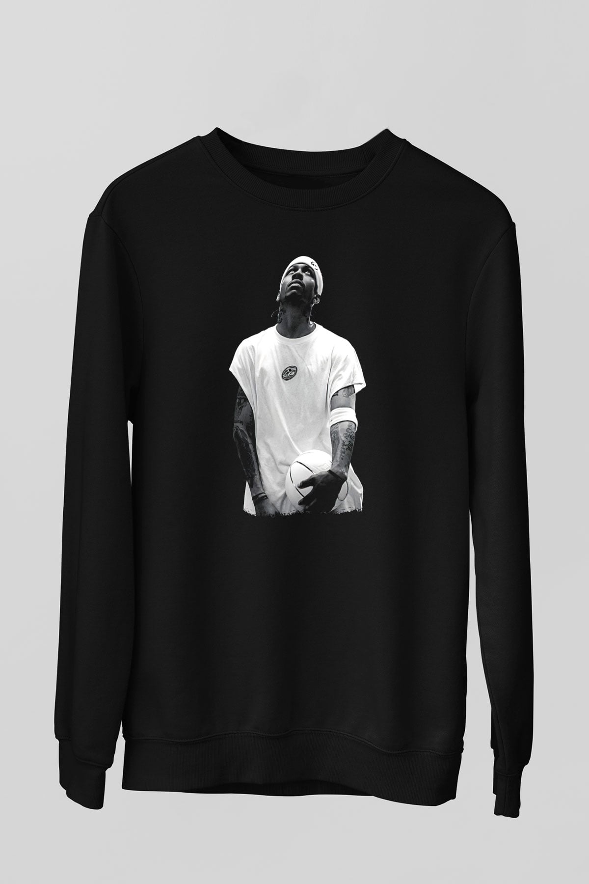 Allen Iverson Baskılı Unisex Siyah Sweatshirt