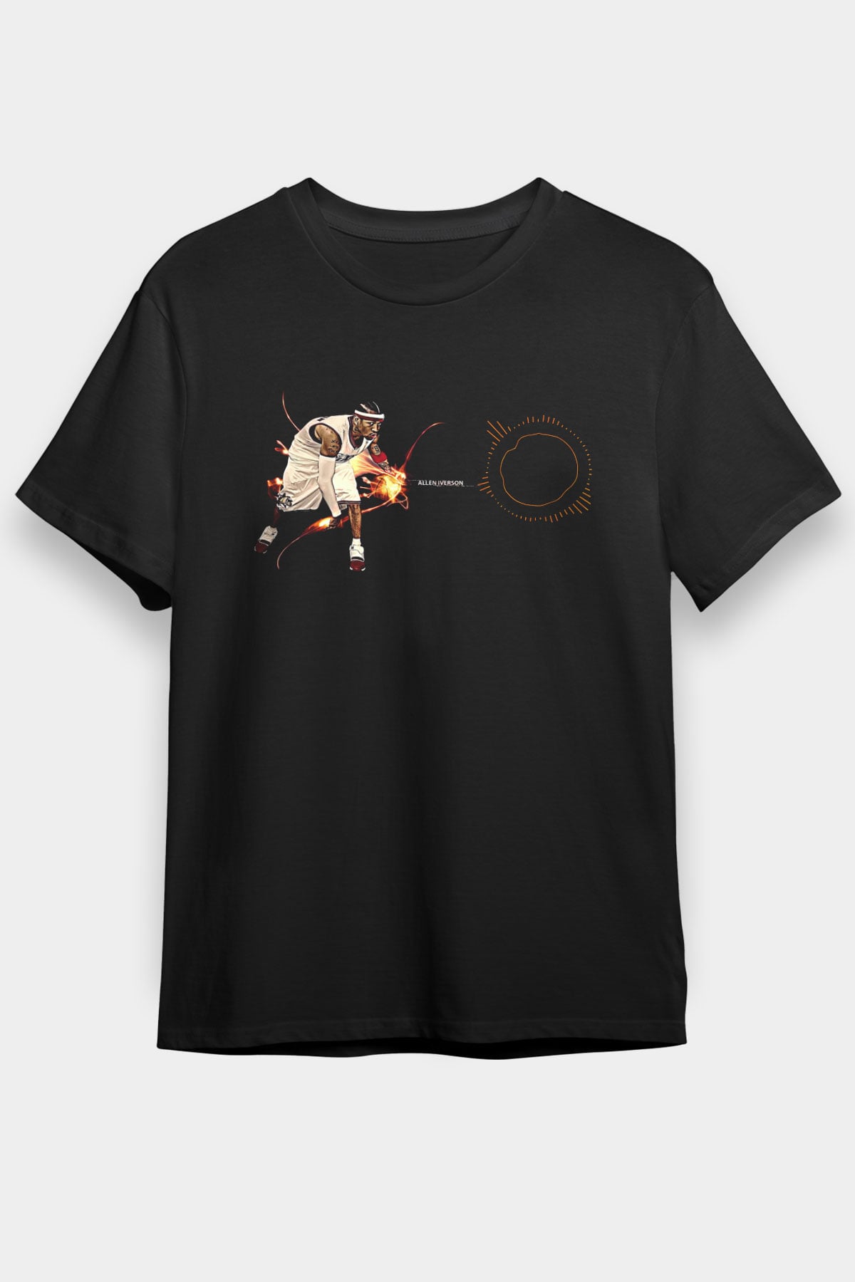 Allen Iverson Baskılı Unisex Siyah Tişört - Tshirt