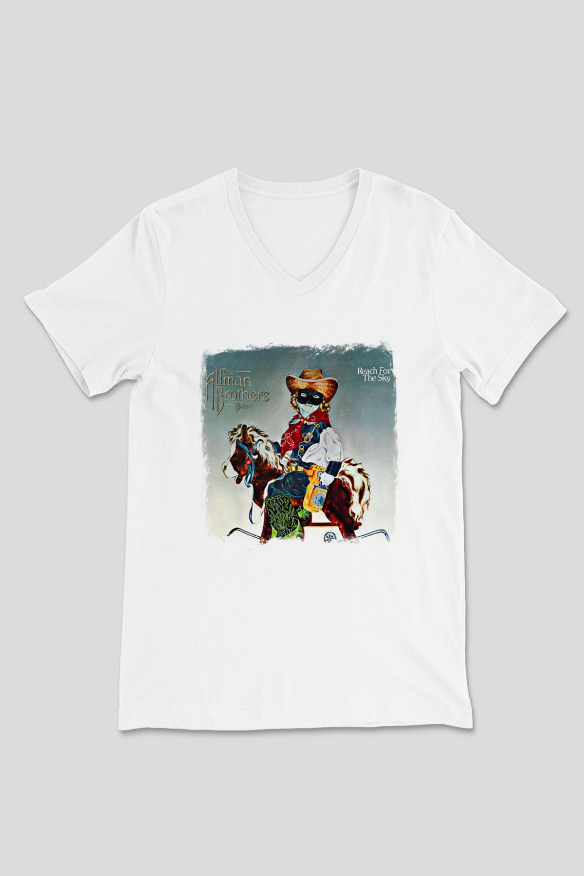 Allman Brothers Band Baskılı Unisex Beyaz V Yaka Tişört