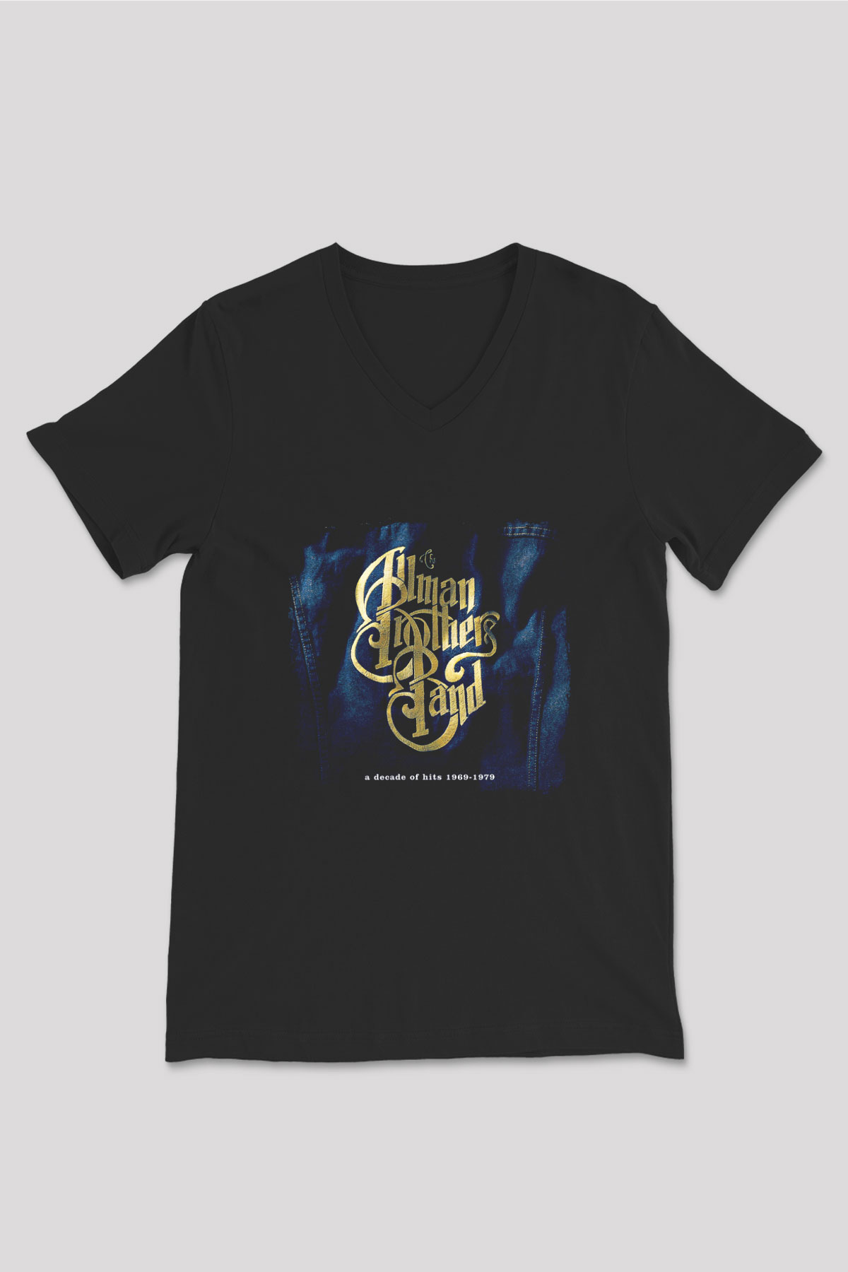 Allman Brothers Band Baskılı Unisex Siyah V Yaka Tişört