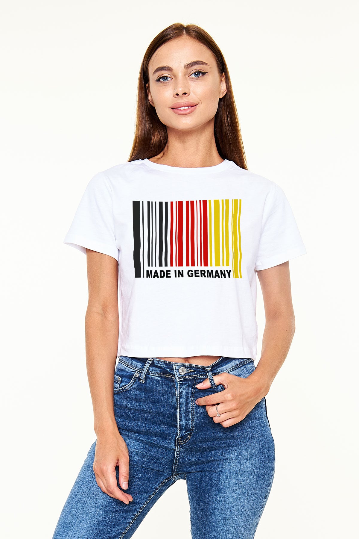 Almanya Beyaz Croptop Tişört