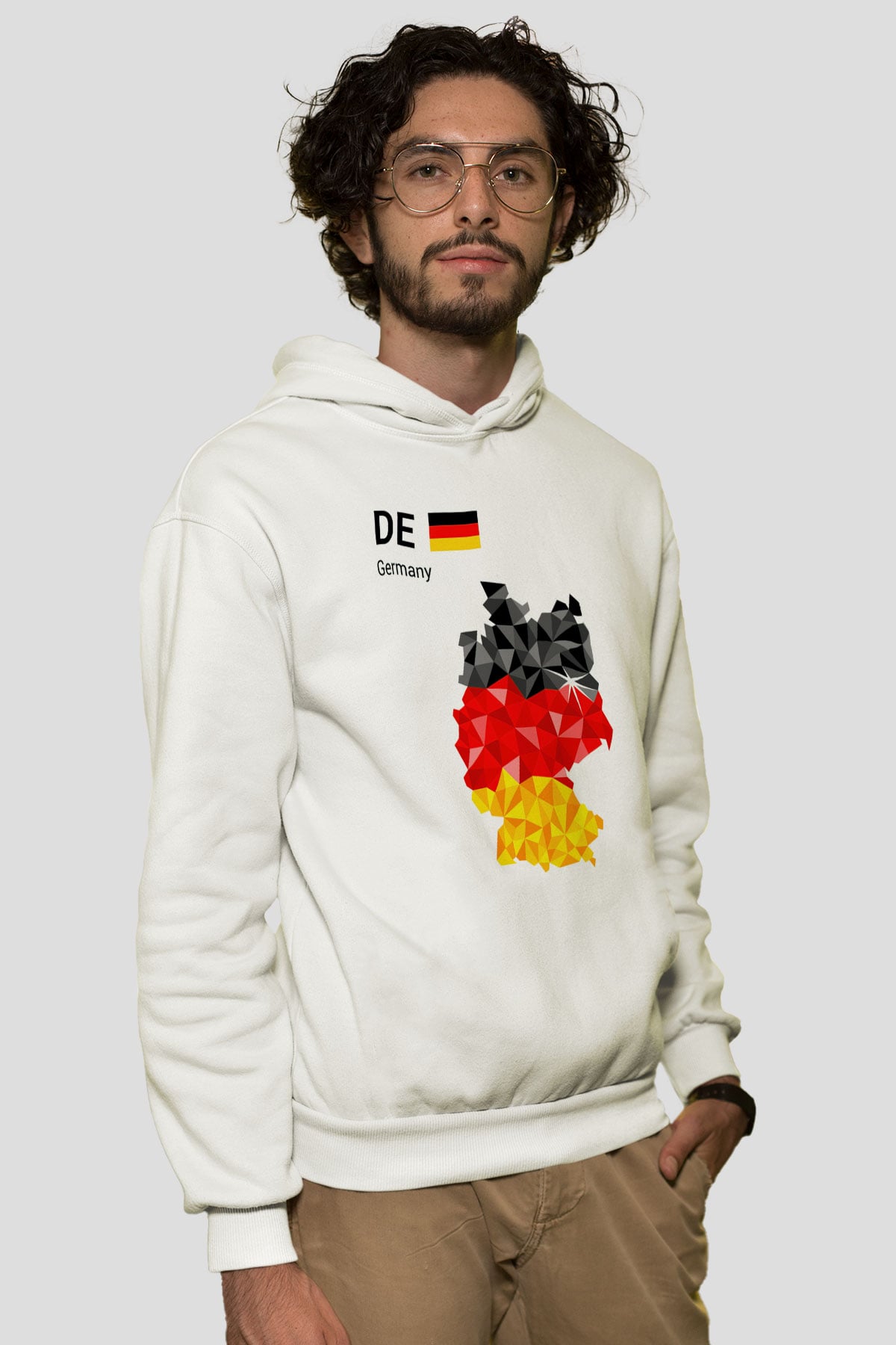 Almanya Beyaz Unisex Kapşonlu Sweatshirt