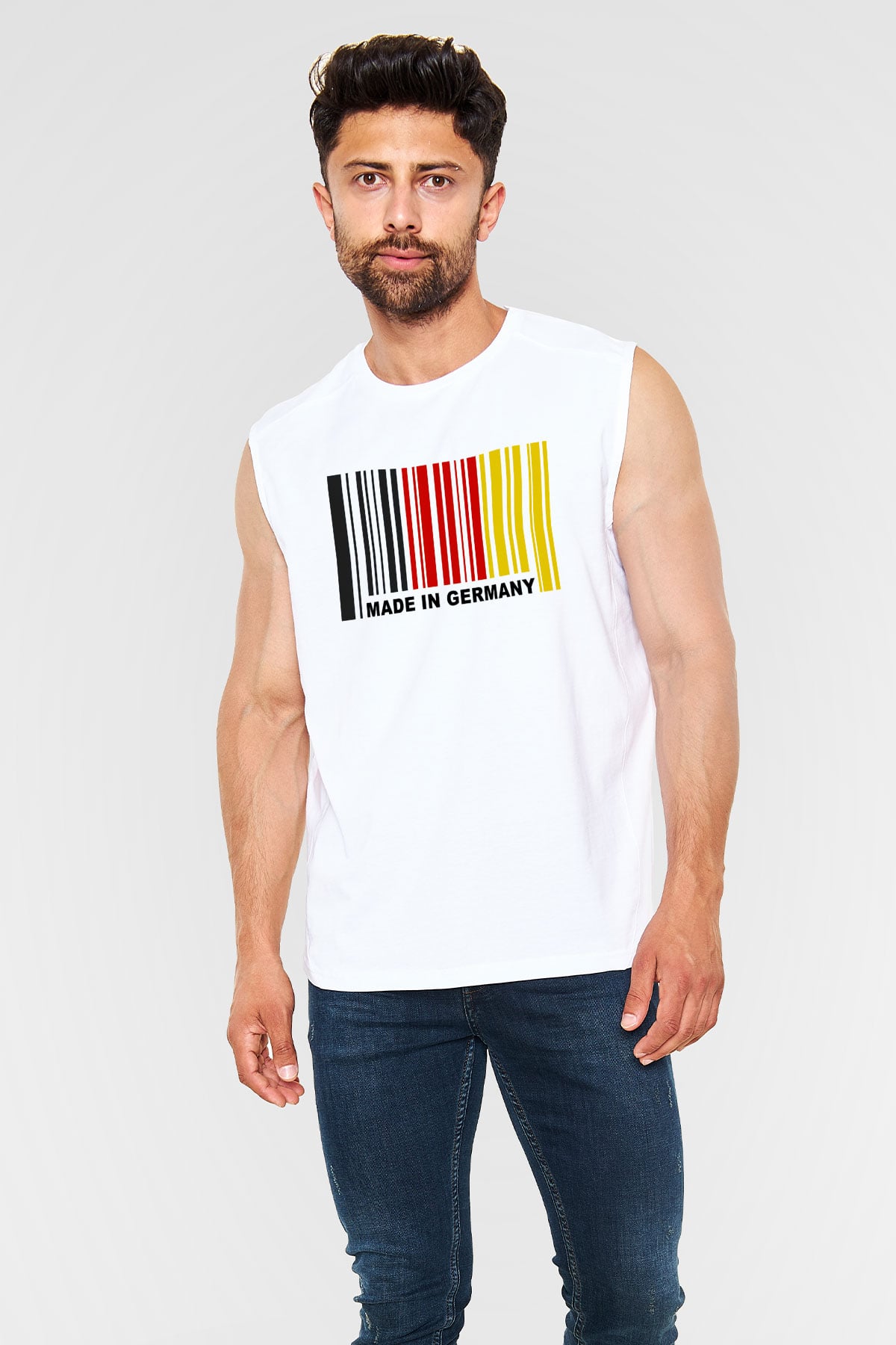 Almanya Beyaz Unisex Kolsuz Tişört