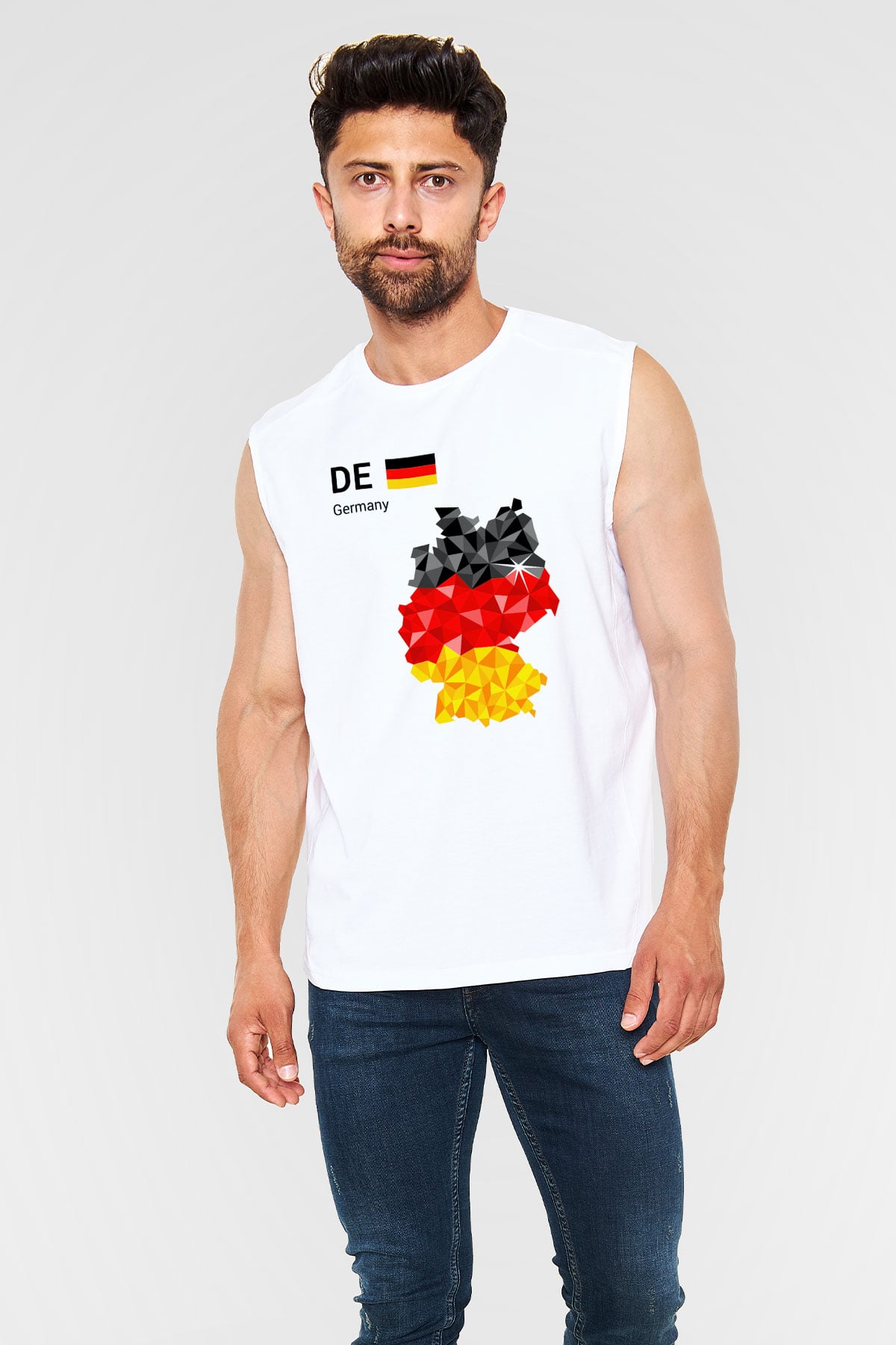 Almanya Beyaz Unisex Kolsuz Tişört