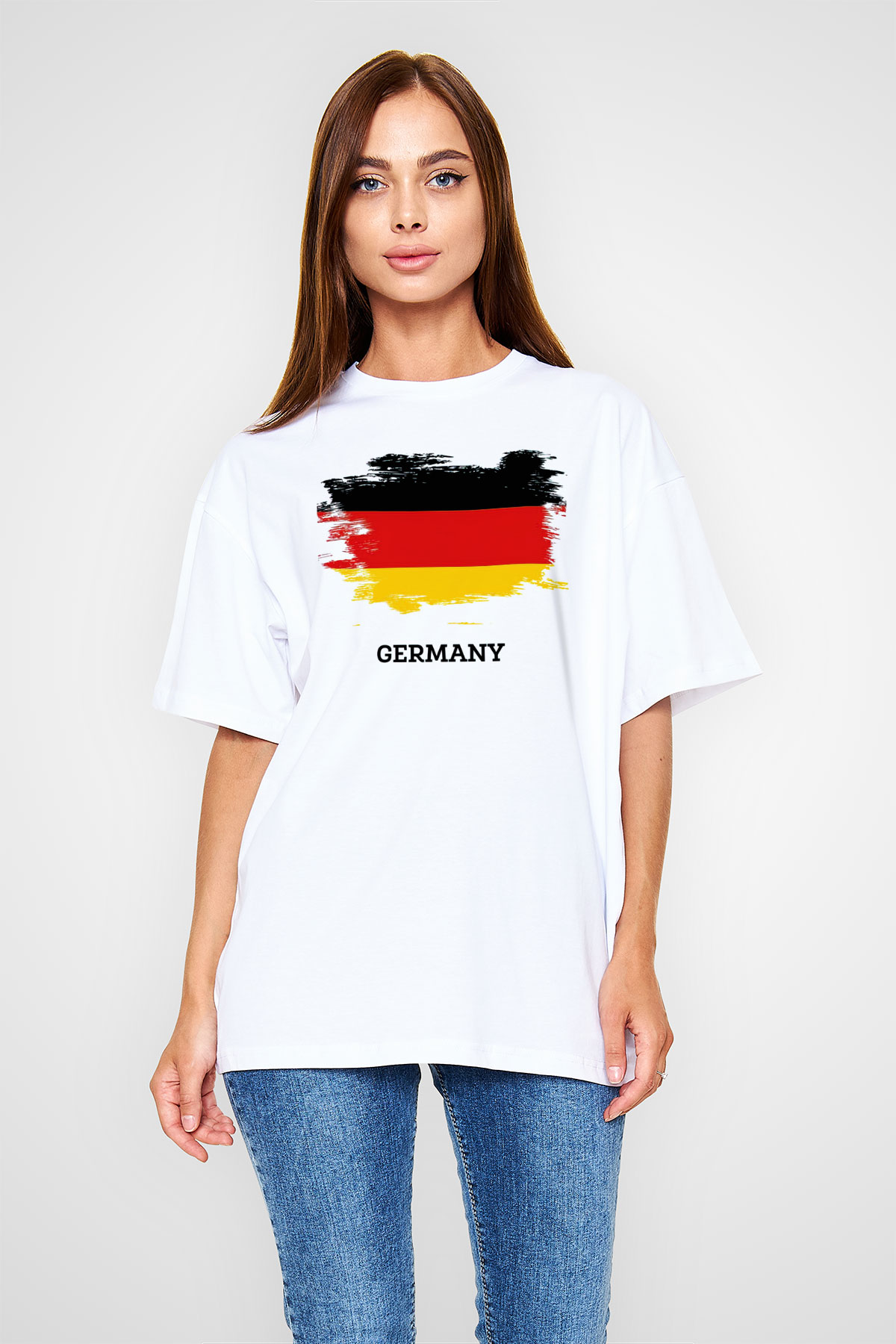 Almanya Beyaz Unisex Oversize Tişört T-Shirt