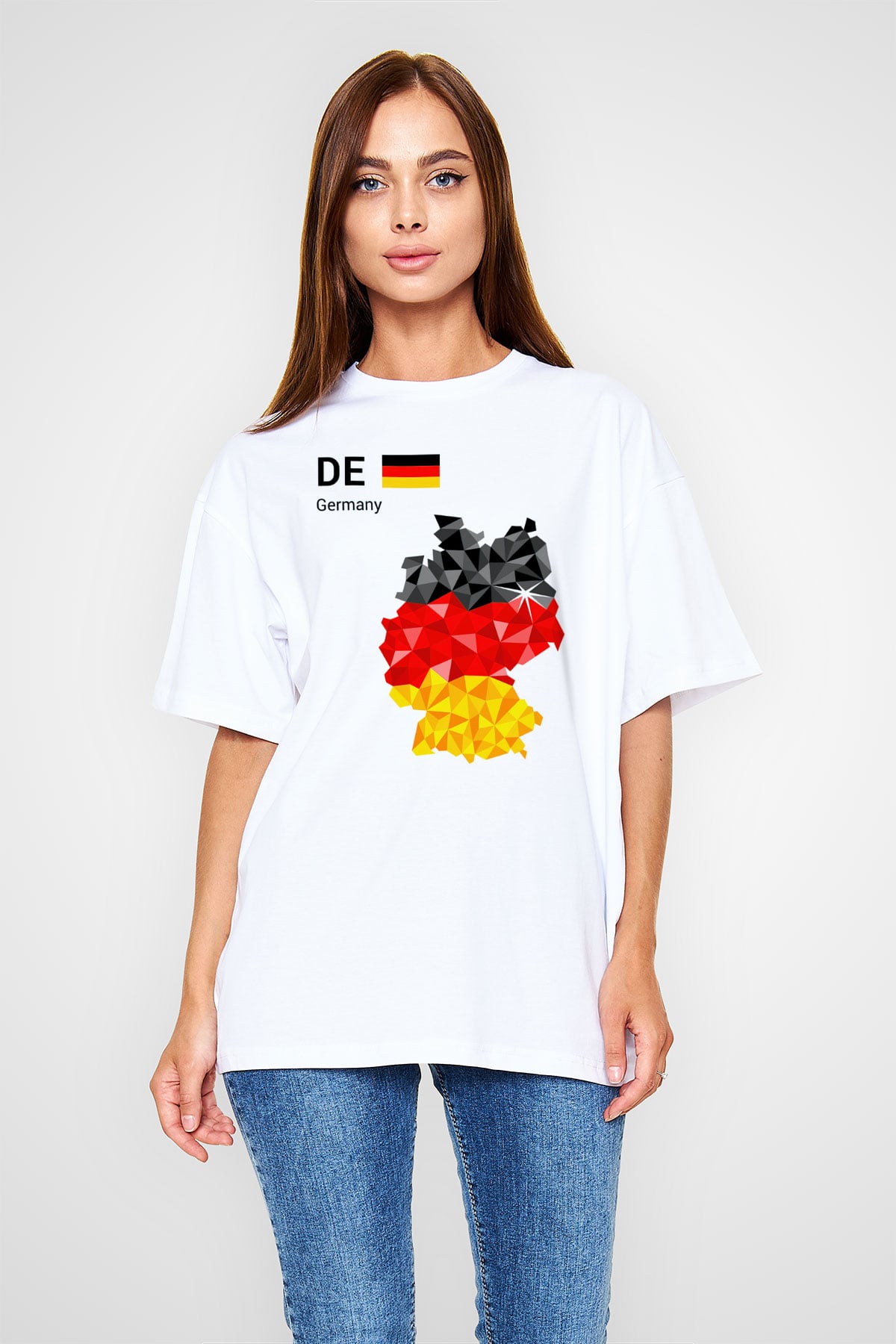 Almanya Beyaz Unisex Oversize Tişört T-Shirt