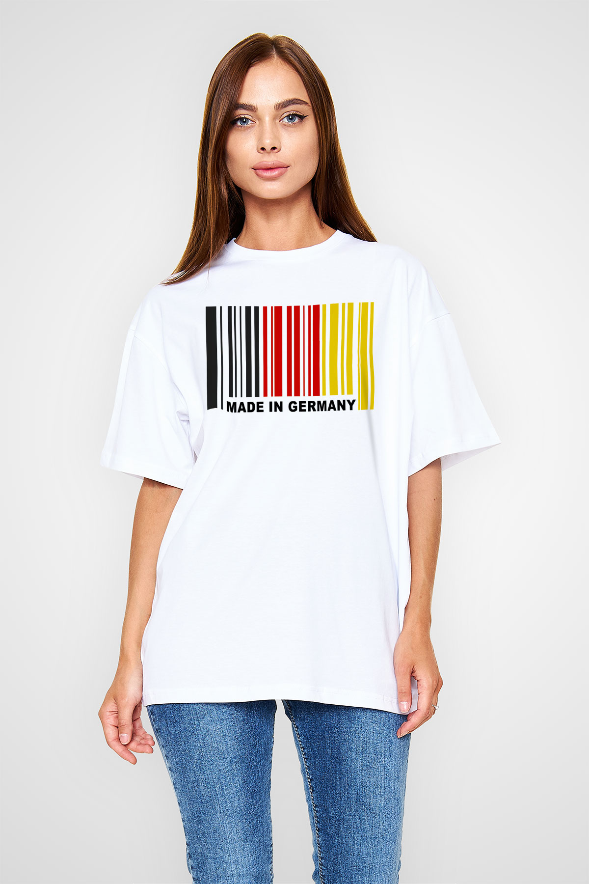 Almanya Beyaz Unisex Oversize Tişört T-Shirt