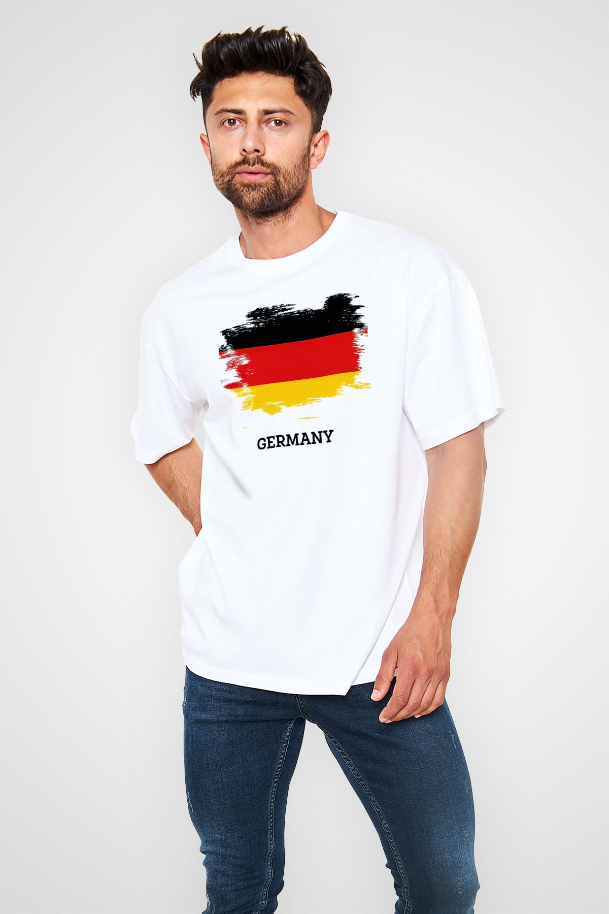 Almanya Beyaz Unisex Oversize Tişört T-Shirt
