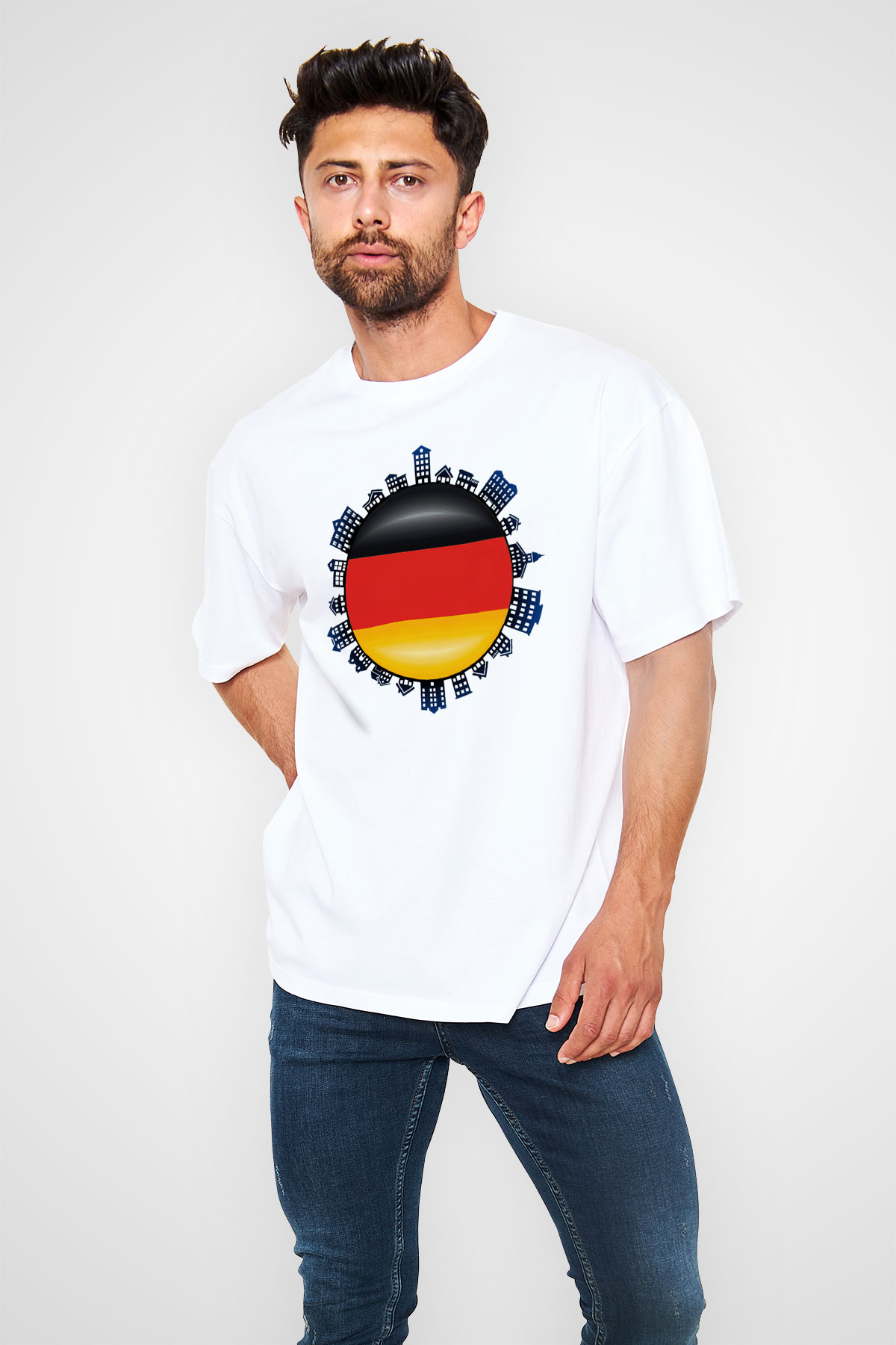 Almanya Beyaz Unisex Oversize Tişört T-Shirt