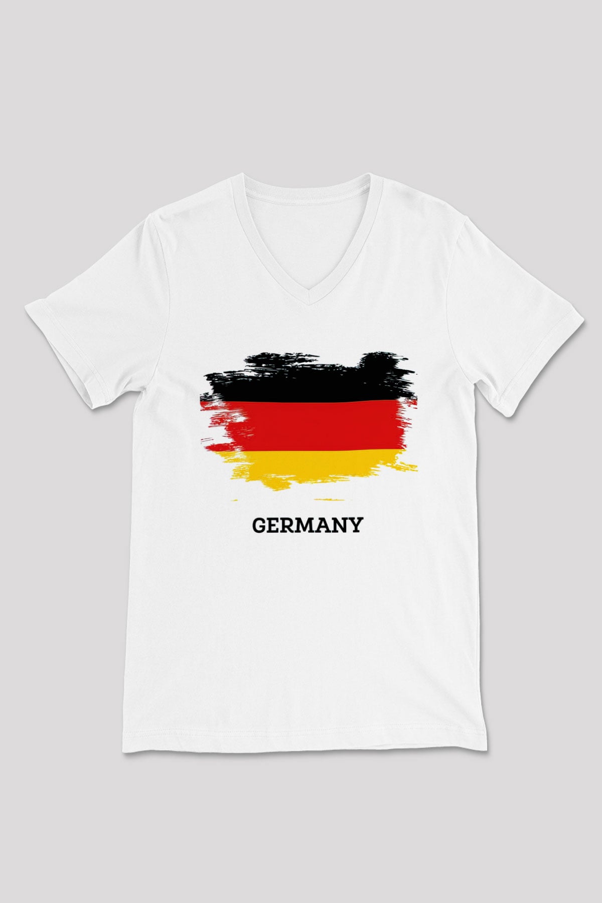 Almanya Beyaz Unisex V Yaka Tişört T-Shirt