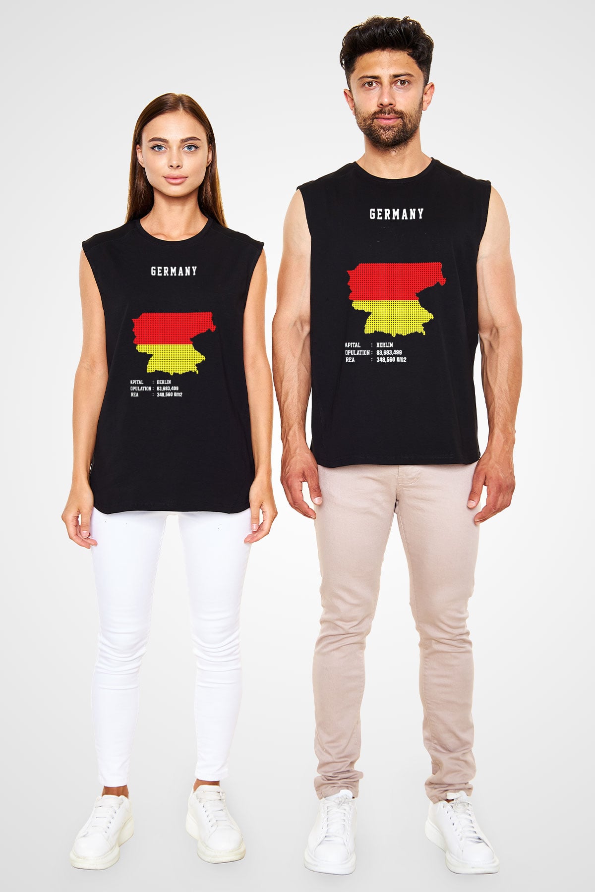 Almanya Siyah Unisex Kolsuz Tişört