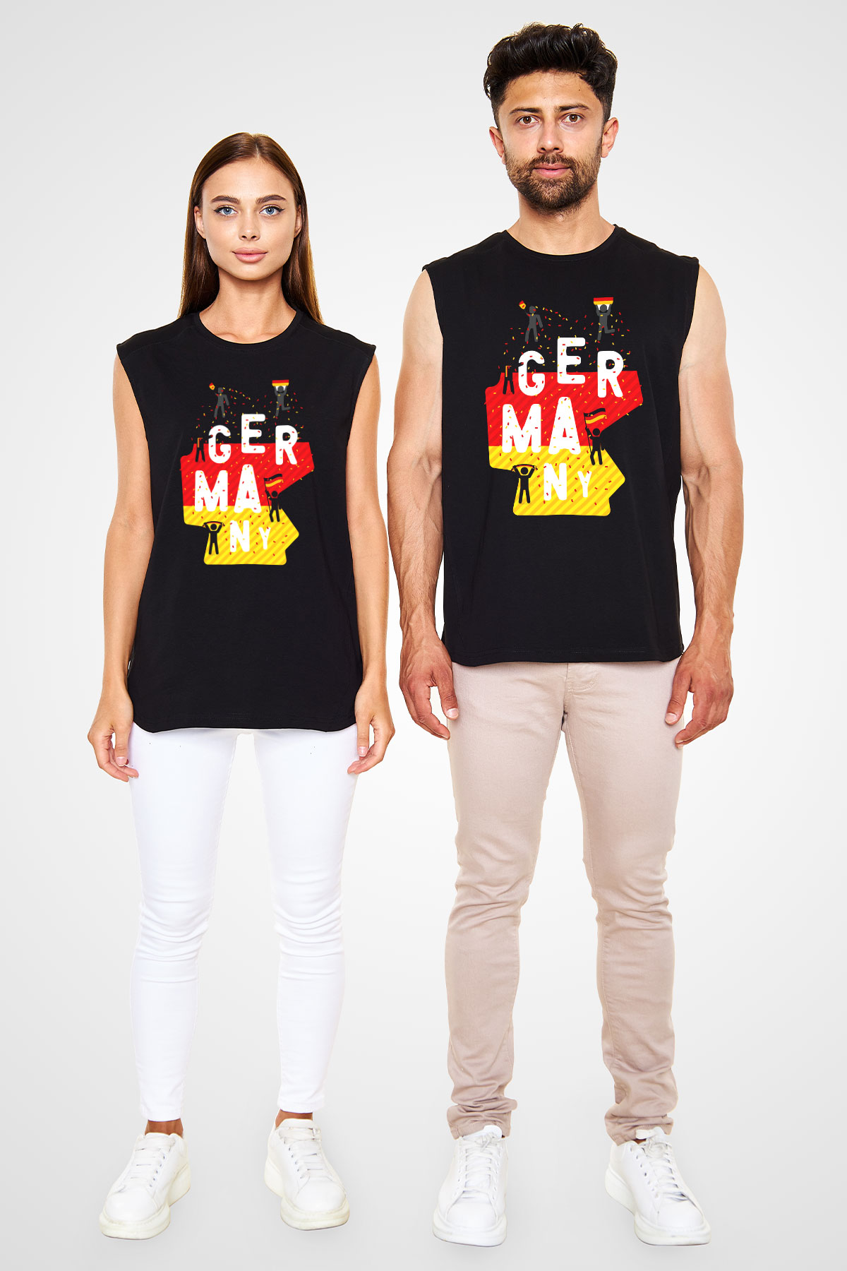 Almanya Siyah Unisex Kolsuz Tişört