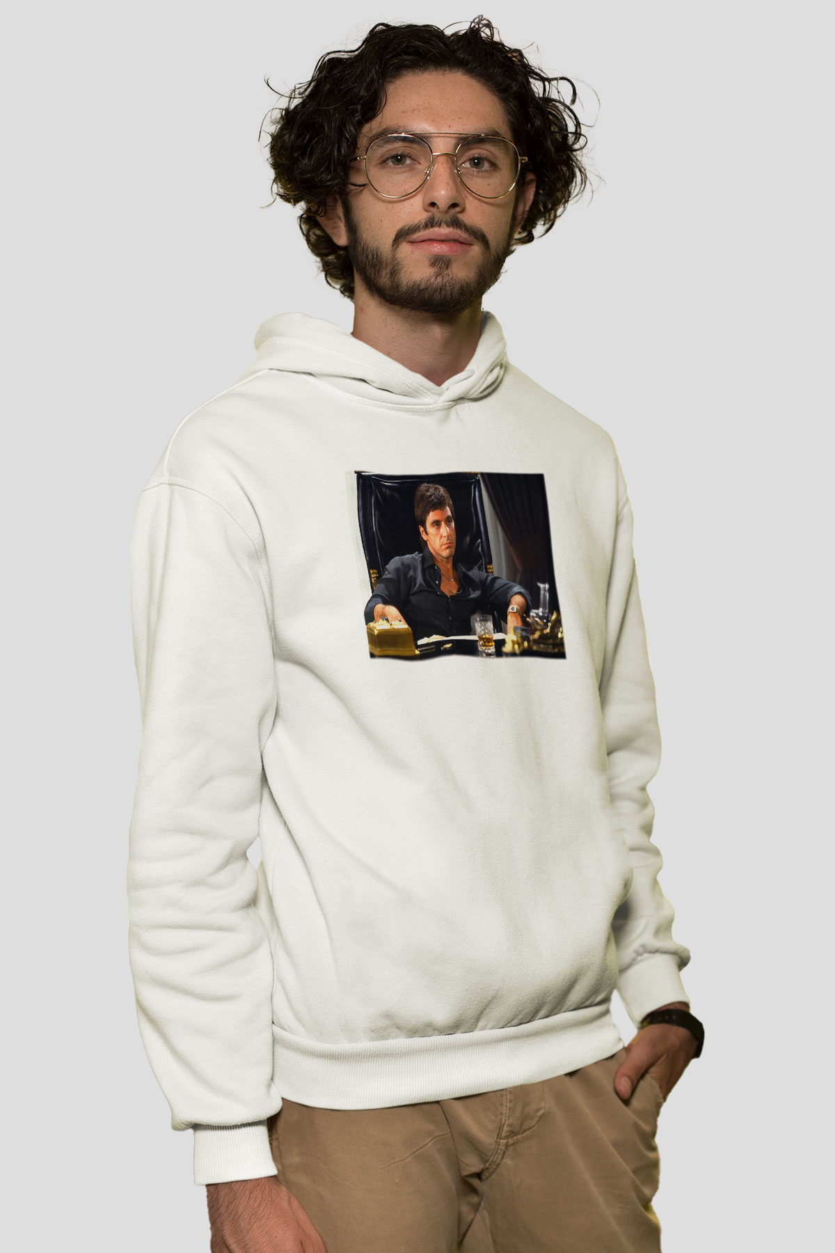 Alpacino Beyaz Unisex Kapşonlu Sweatshirt