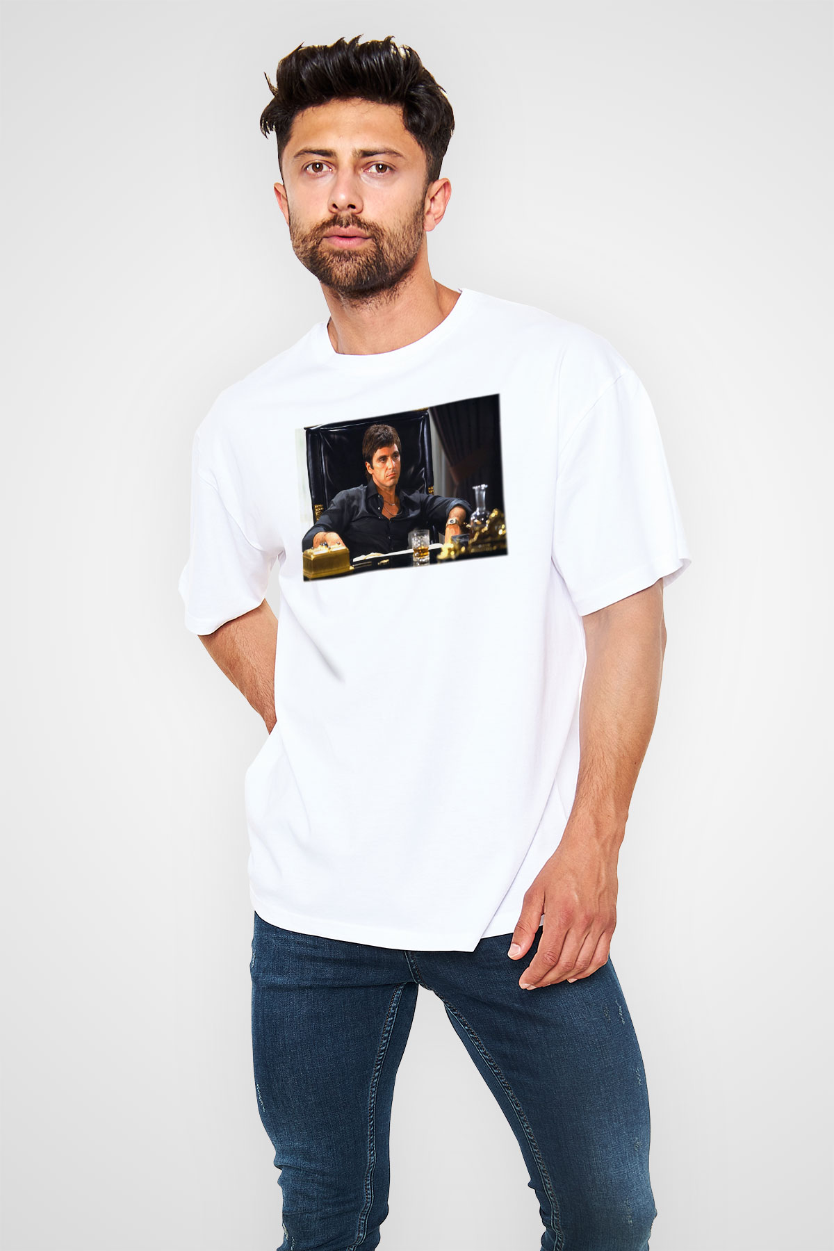 Alpacino Beyaz Unisex Oversize Tişört T-Shirt