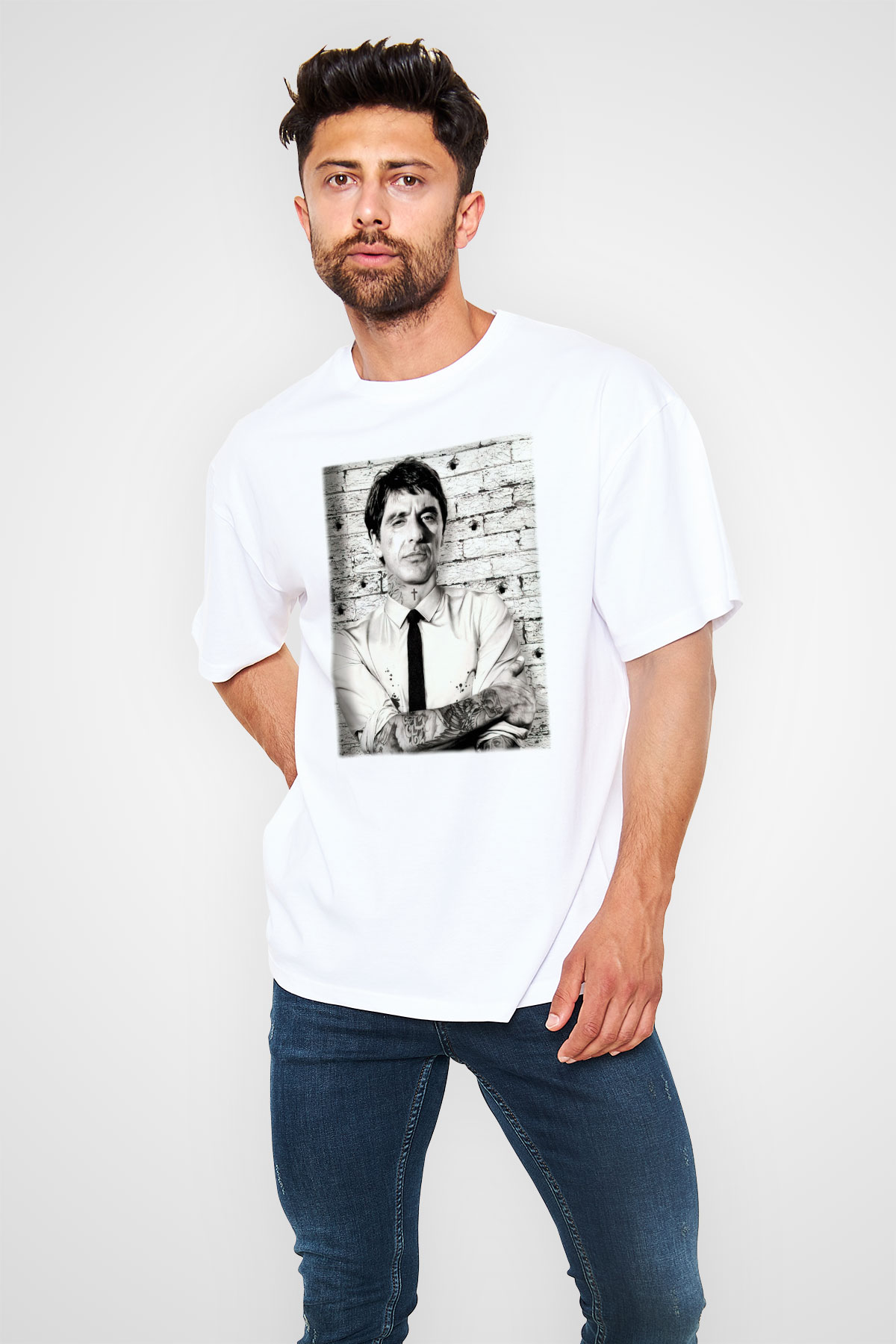 Alpacino Beyaz Unisex Oversize Tişört T-Shirt