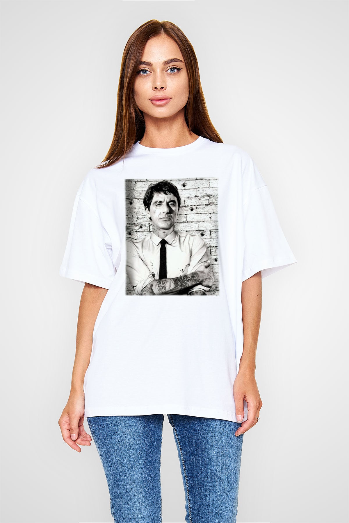 Alpacino Beyaz Unisex Oversize Tişört T-Shirt