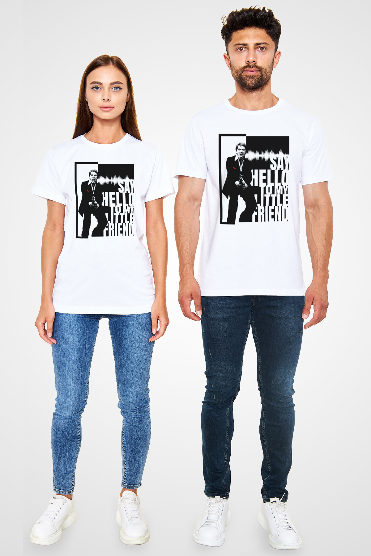 Alpacino Say Hello To My Little Friend Beyaz Unisex Tişört T-Shirt - TişörtFabrikası